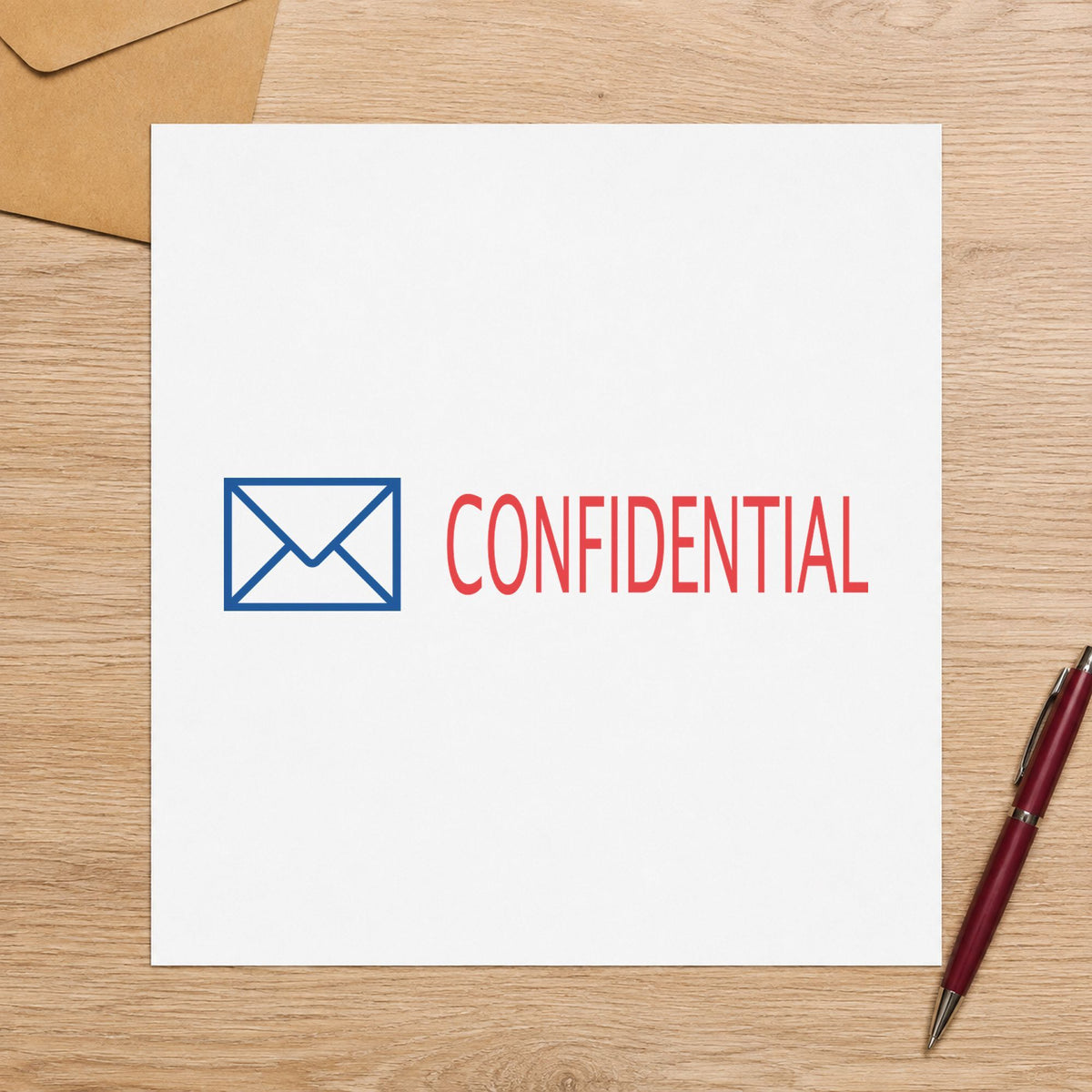 Two-Color Confidential Stamp leaving a clean "Confidential" impression