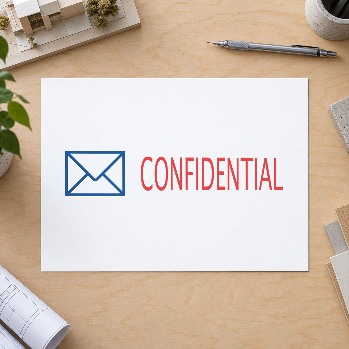 "Confidential" stamp mark in everyday office use, Xstamper 2034