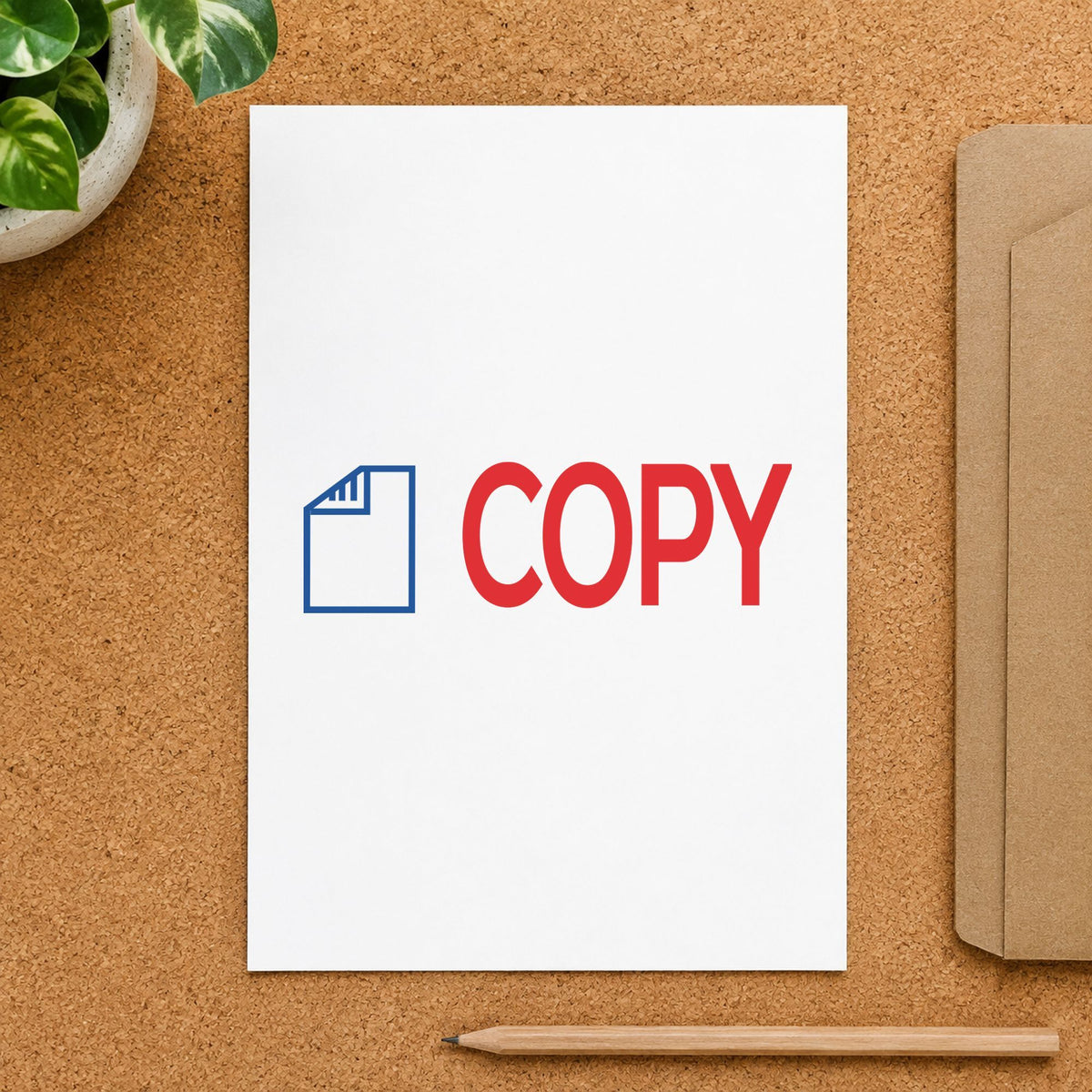 "Copy" imprint from fixed stock wording, no customization needed