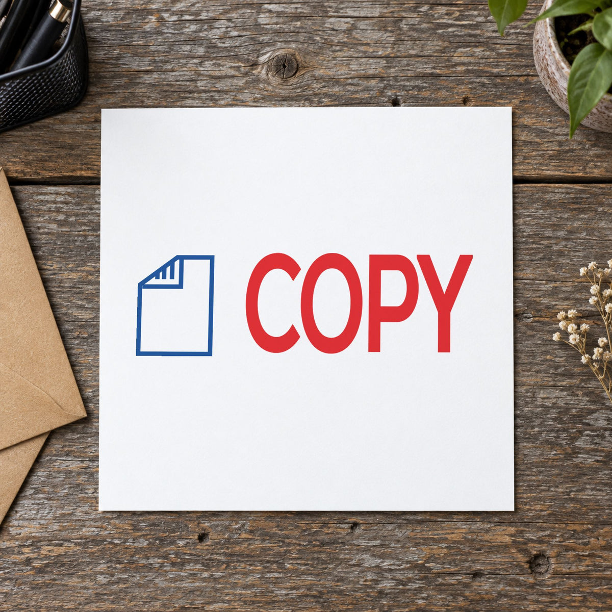 "Copy" mark added to paperwork with a pre-inked Xstamper stamp