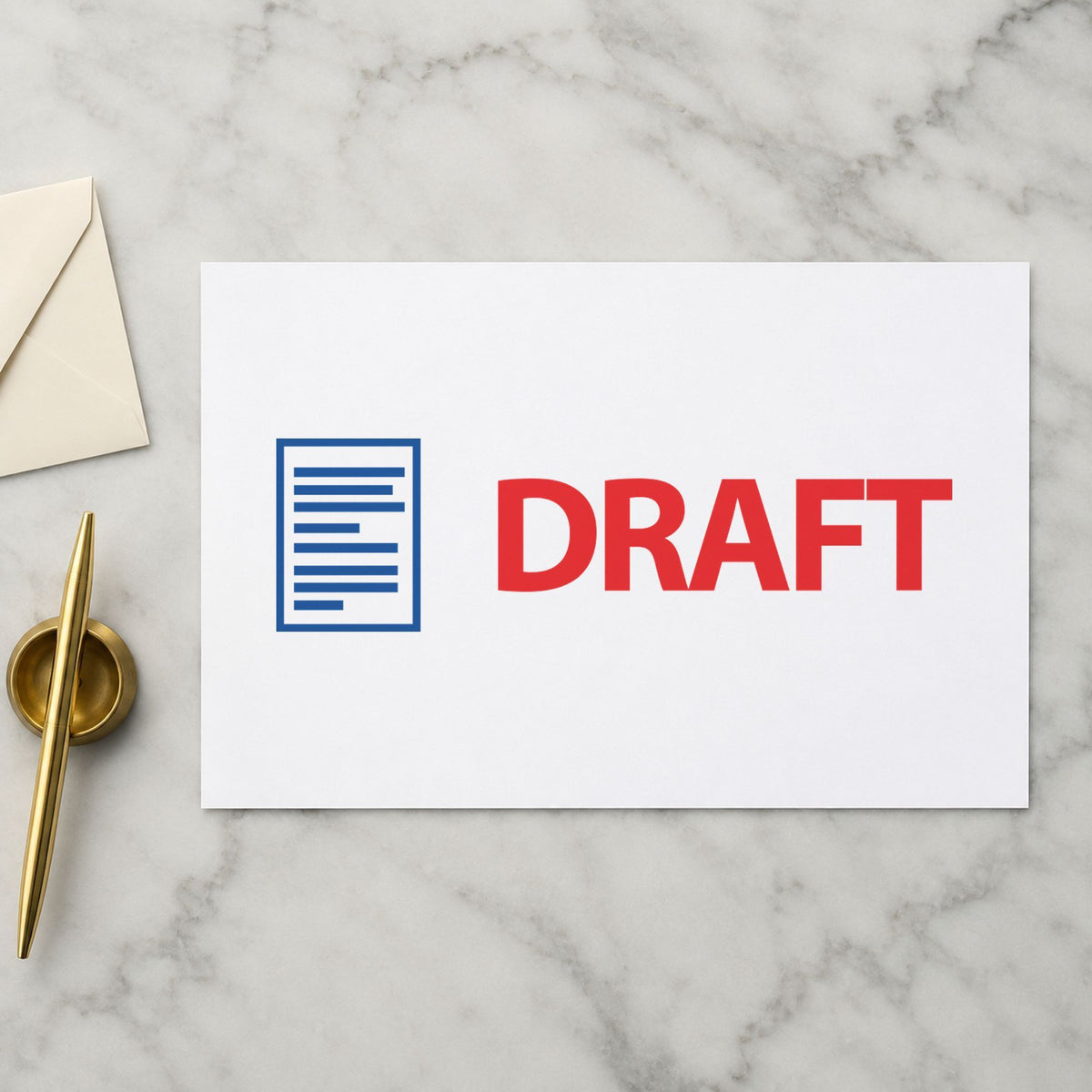 "Draft" imprint stamped on a document with the Xstamper Draft Stamp