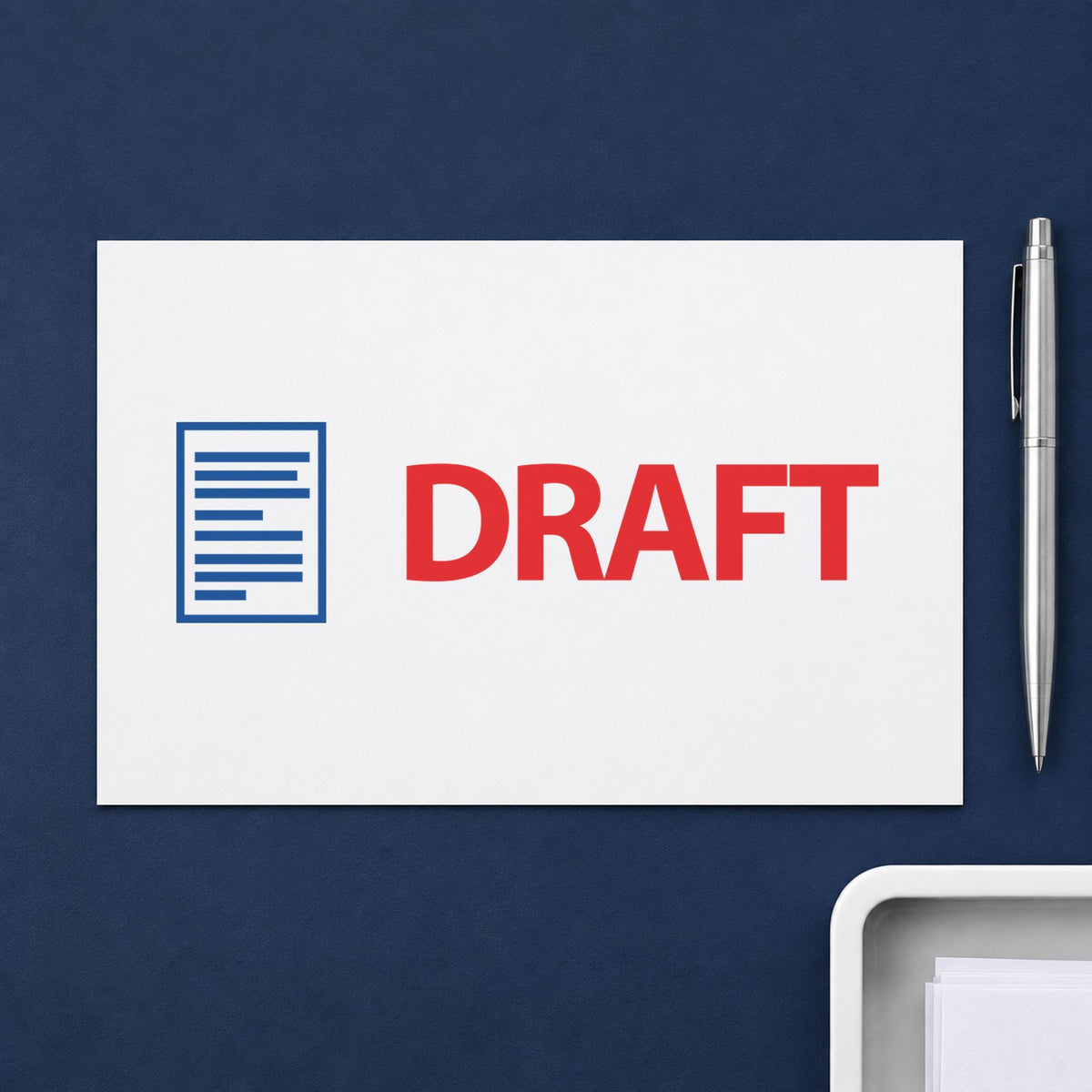 "Draft" imprint from fixed stock wording, no customization needed