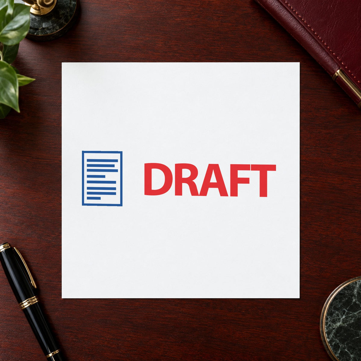 "Draft" mark added to paperwork with a pre-inked Xstamper stamp