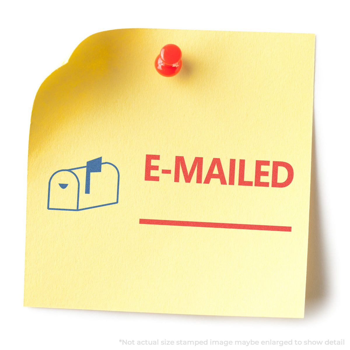 "Emailed" stamp impression on light paper stock, Xstamper Emailed Office Stamp