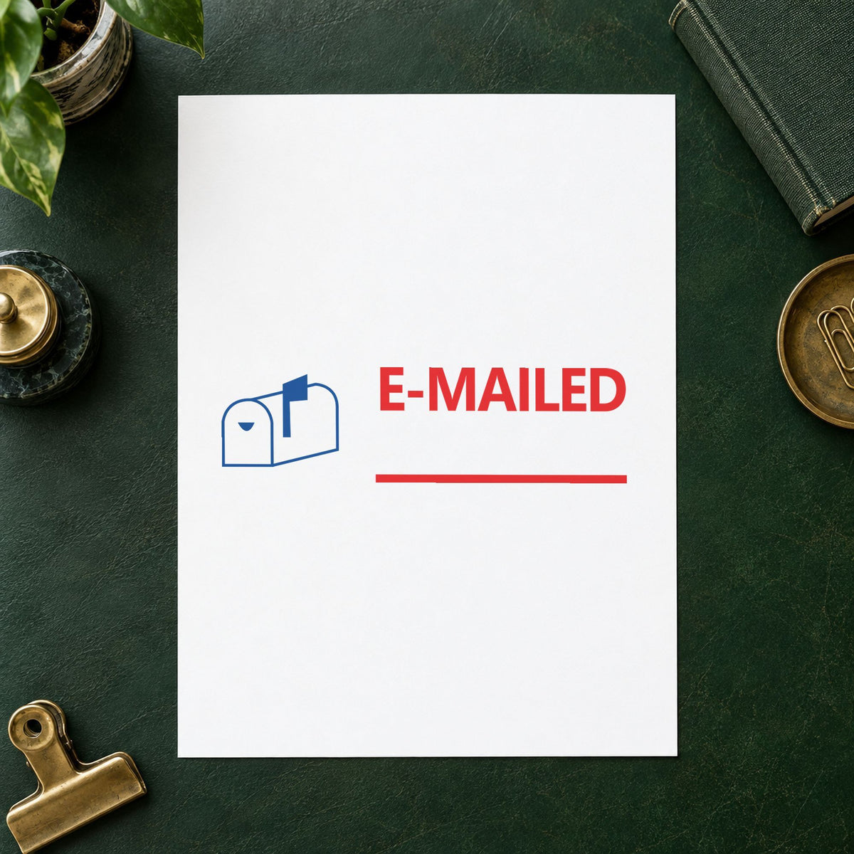 Xstamper Emailed Office Stamp leaving a clean "Emailed" impression