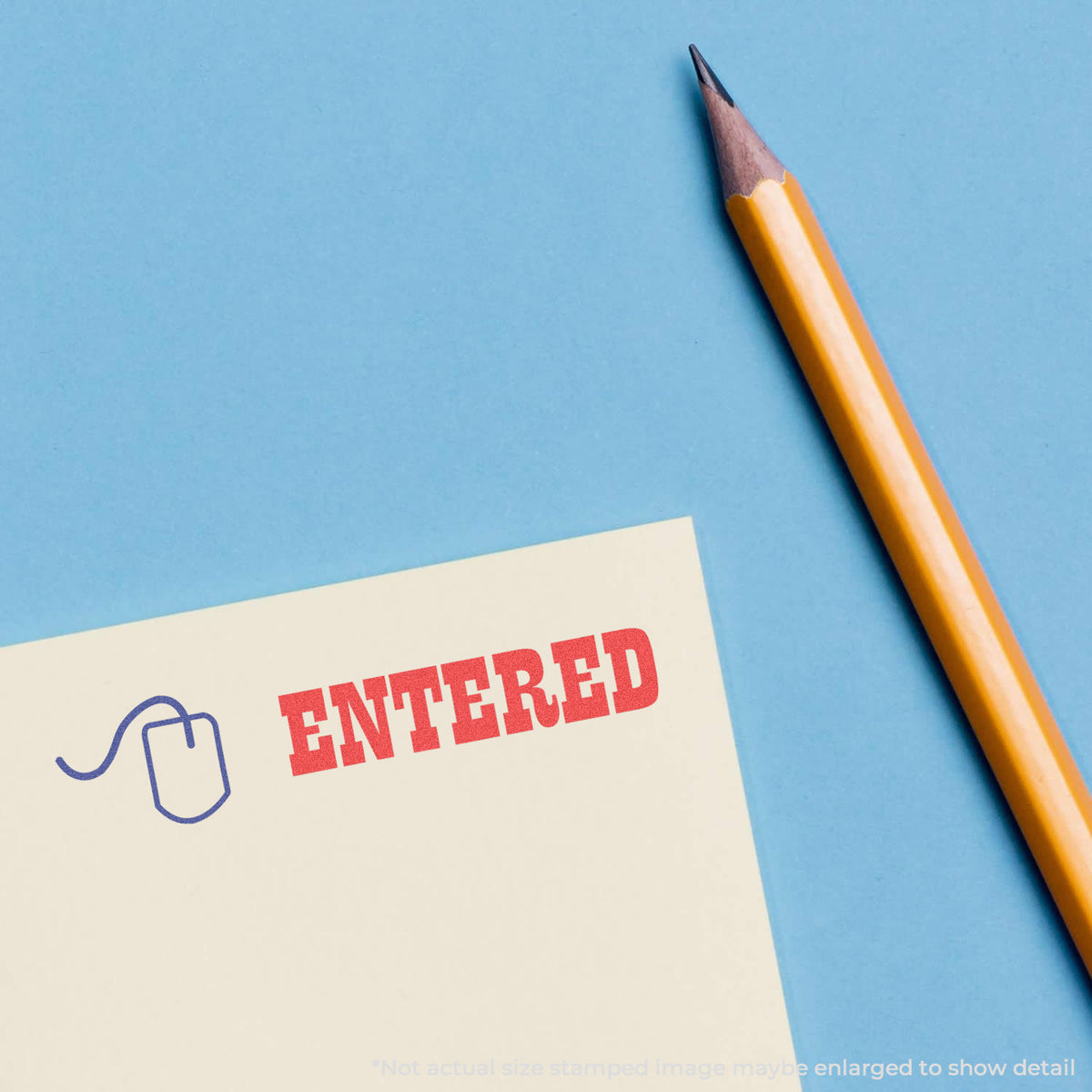 "Entered" mark stamped for document handling, Xstamper 2027 stamp