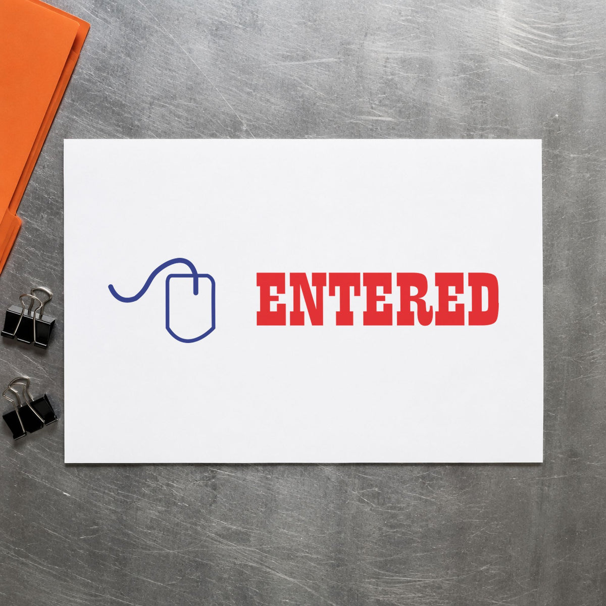 Crisp "Entered" imprint produced by the Two-Color Entered Stamp