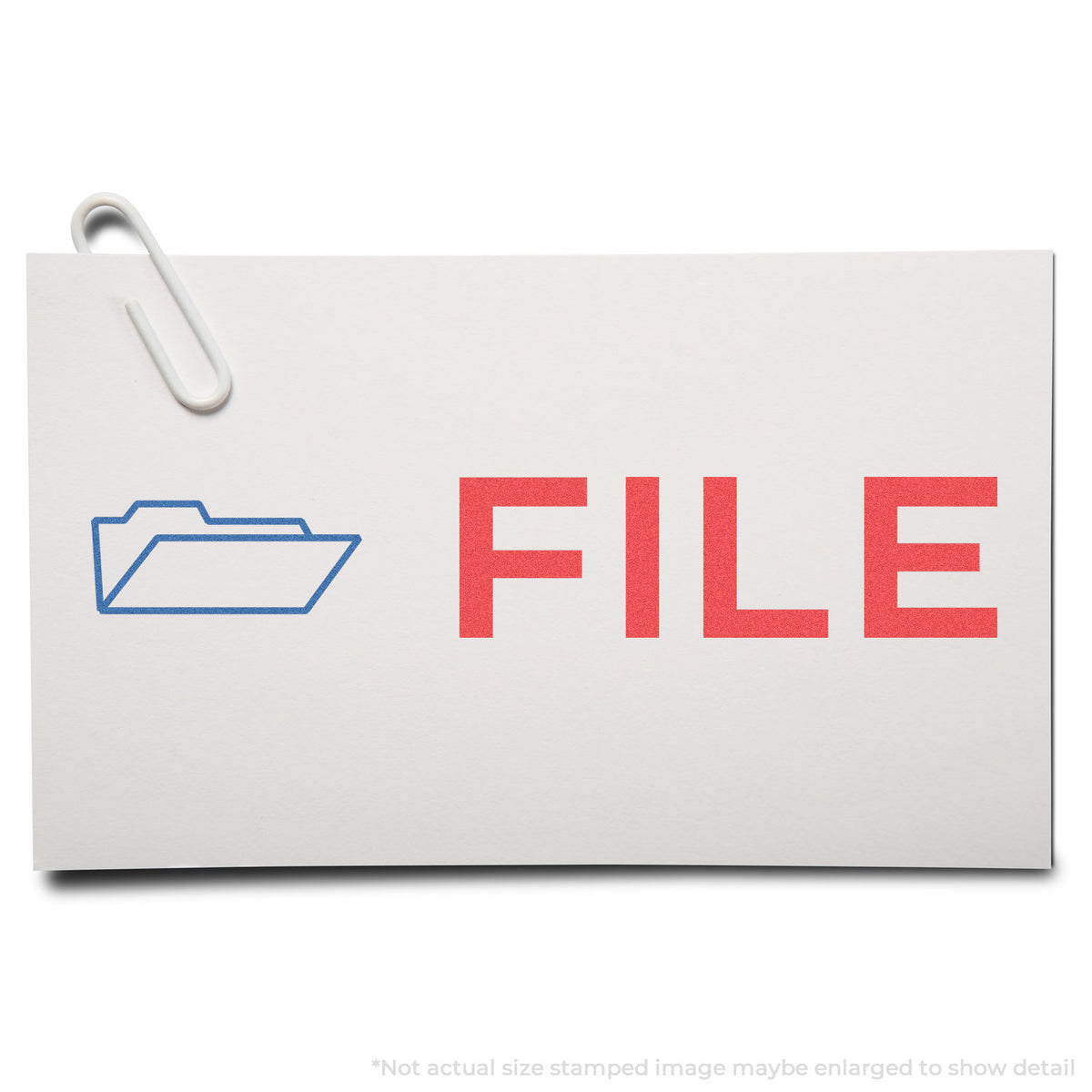 "File" stamp impression on light paper stock, File Stamp