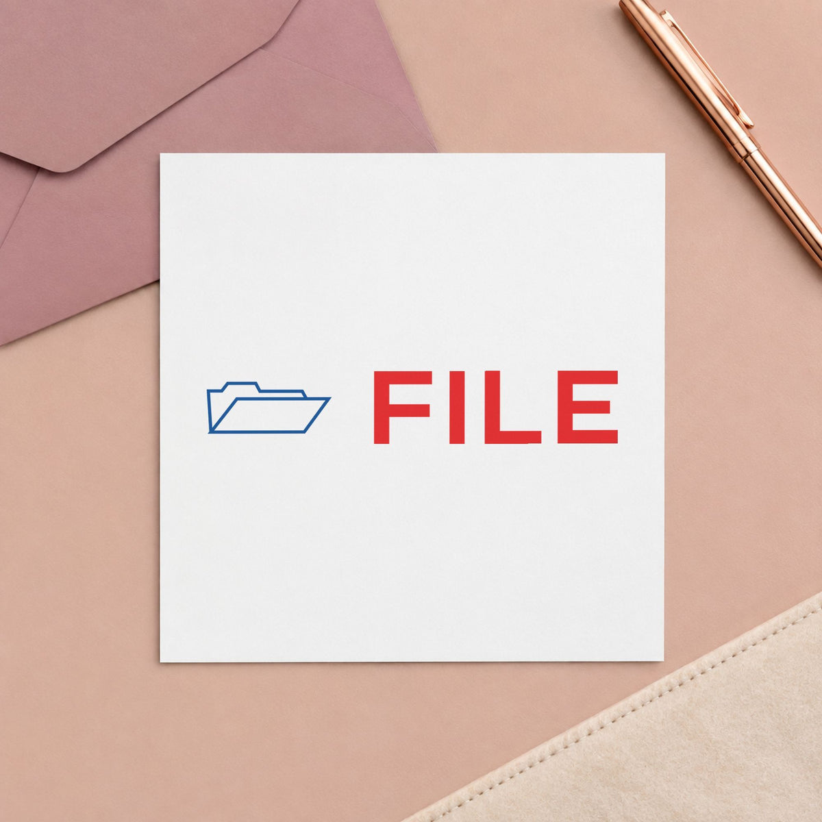 "File" stamp impression made with pre-inked Xstamper 2028