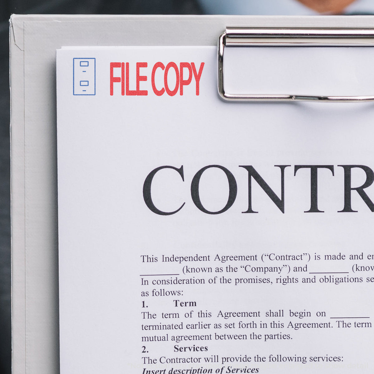 "File copy" imprint used to flag items for handling, File Copy Document Stamp