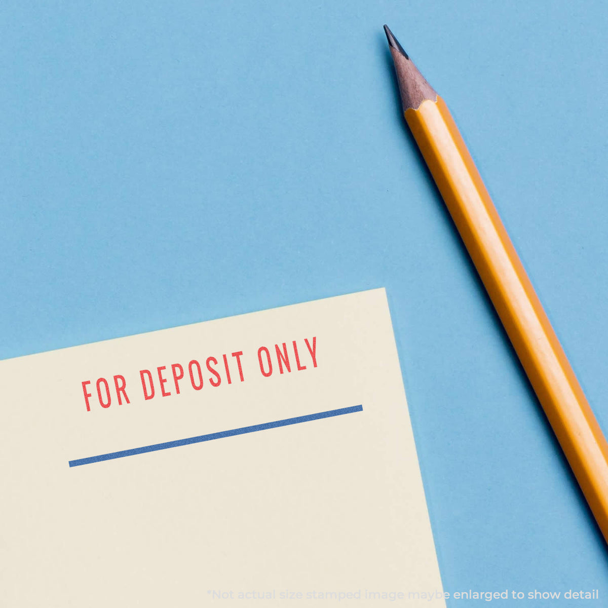 "For deposit only" mark stamped for document handling, Xstamper 2035 stamp