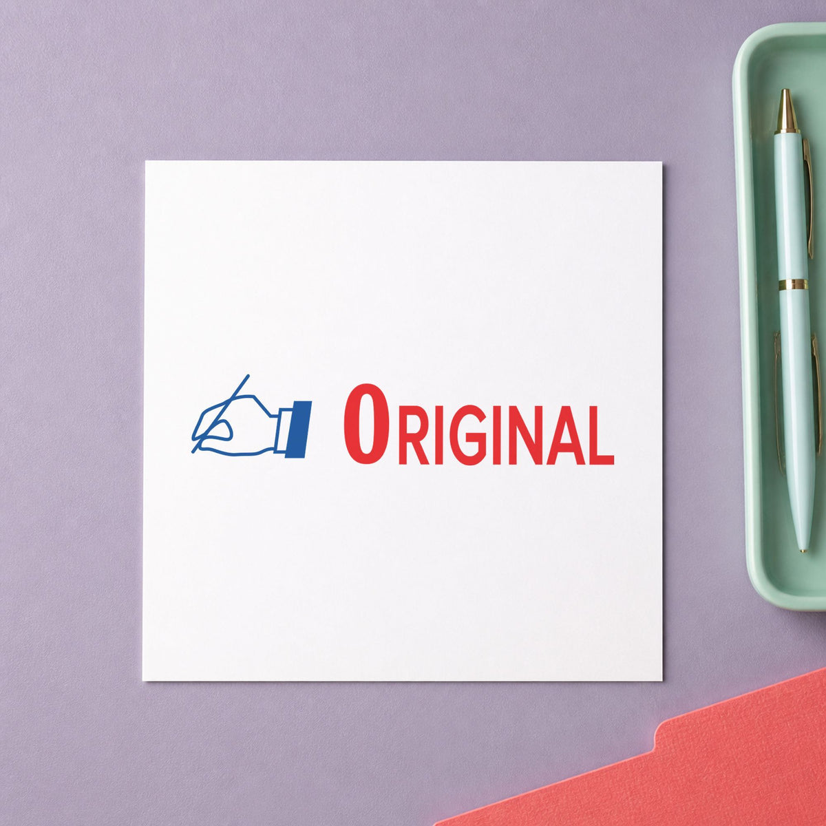 "Original" imprint at 1-5/8 x 1/2 in, no separate ink pad required