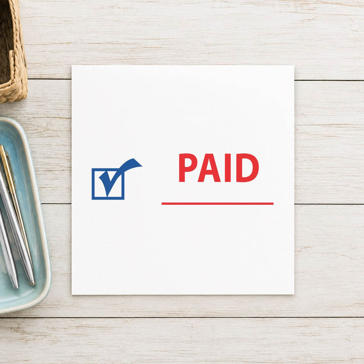 Crisp "Paid" imprint produced by the Two-Color Paid Stamp