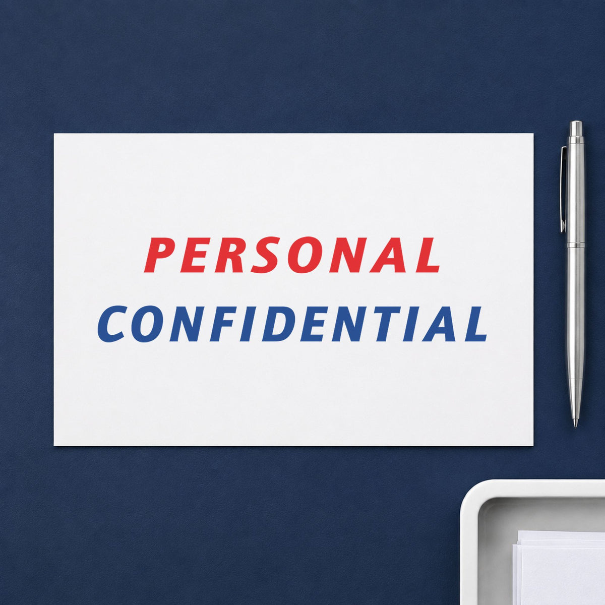 "Personal" imprint from fixed stock wording, no customization needed