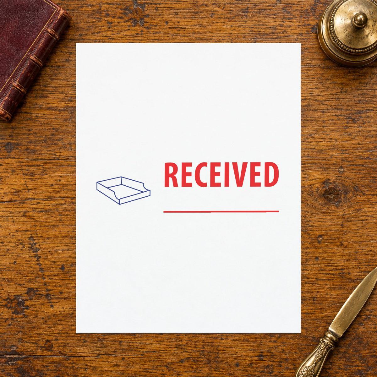 "Received" mark added to paperwork with a pre-inked Xstamper stamp