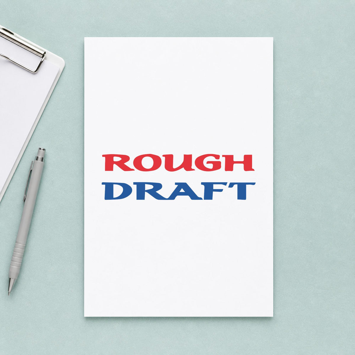 Crisp "Rough draft" imprint produced by the Two-Color Rough Draft Document Stamp