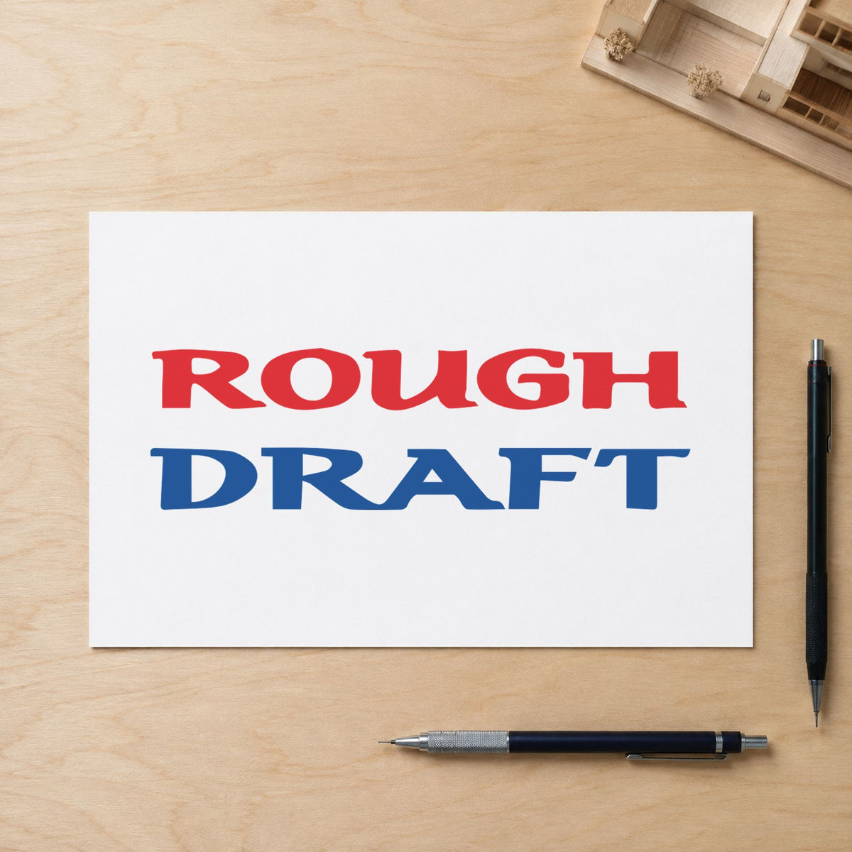 "Rough draft" mark added to paperwork with a pre-inked Xstamper stamp
