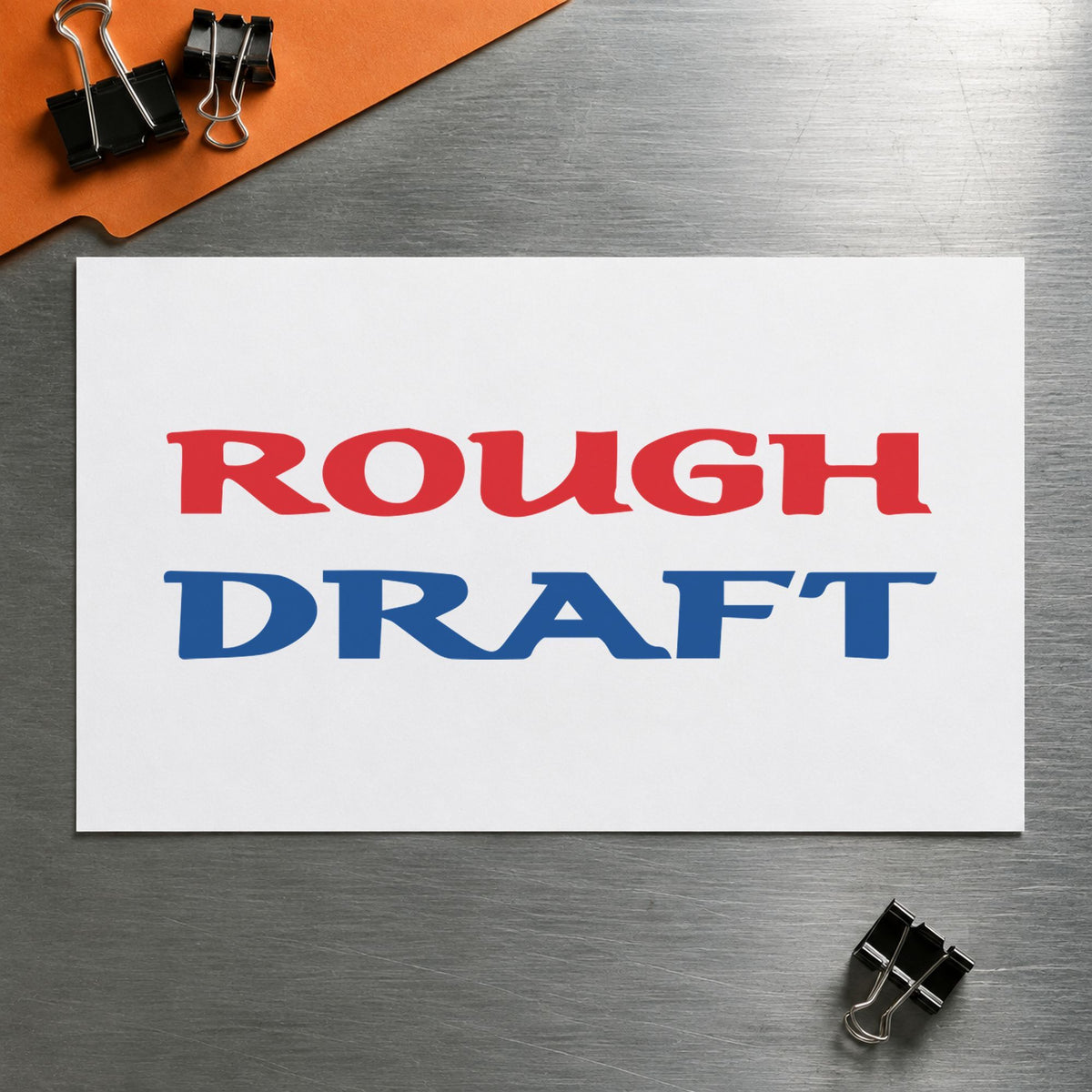 Two-Color Rough Draft Document Stamp leaving a clean "Rough draft" impression