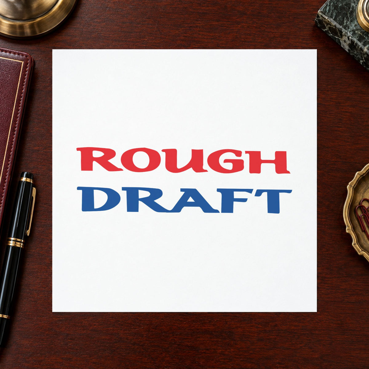 Marking a page "Rough draft" with the Two-Color Rough Draft Document Stamp