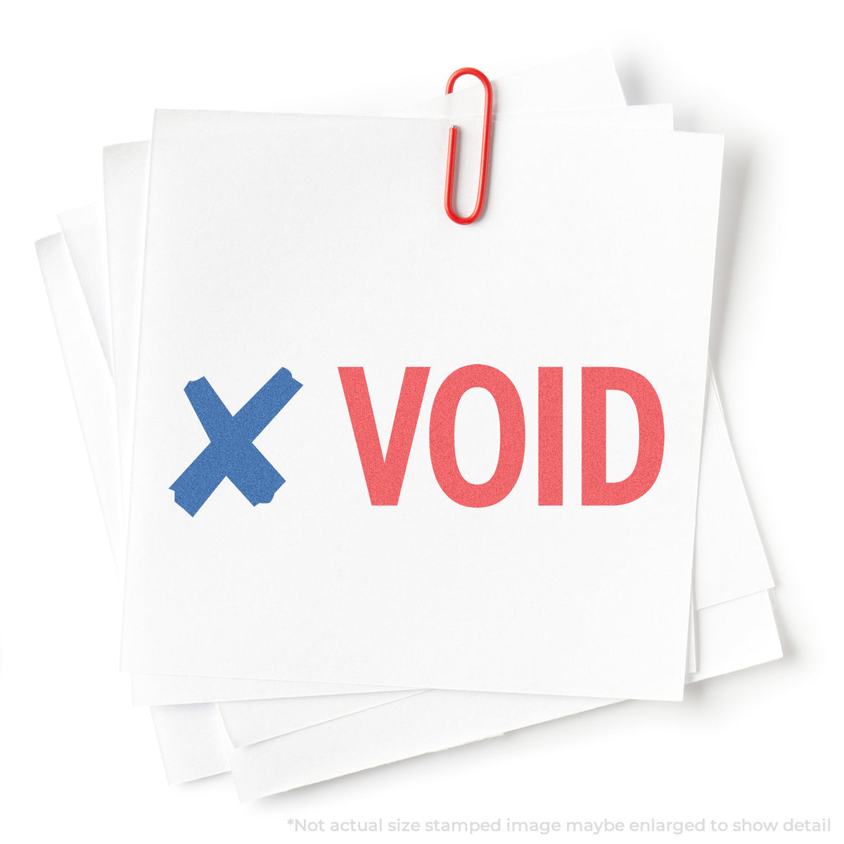 "Void" stamp impression on light paper stock, Xstamper Void Check Stamp