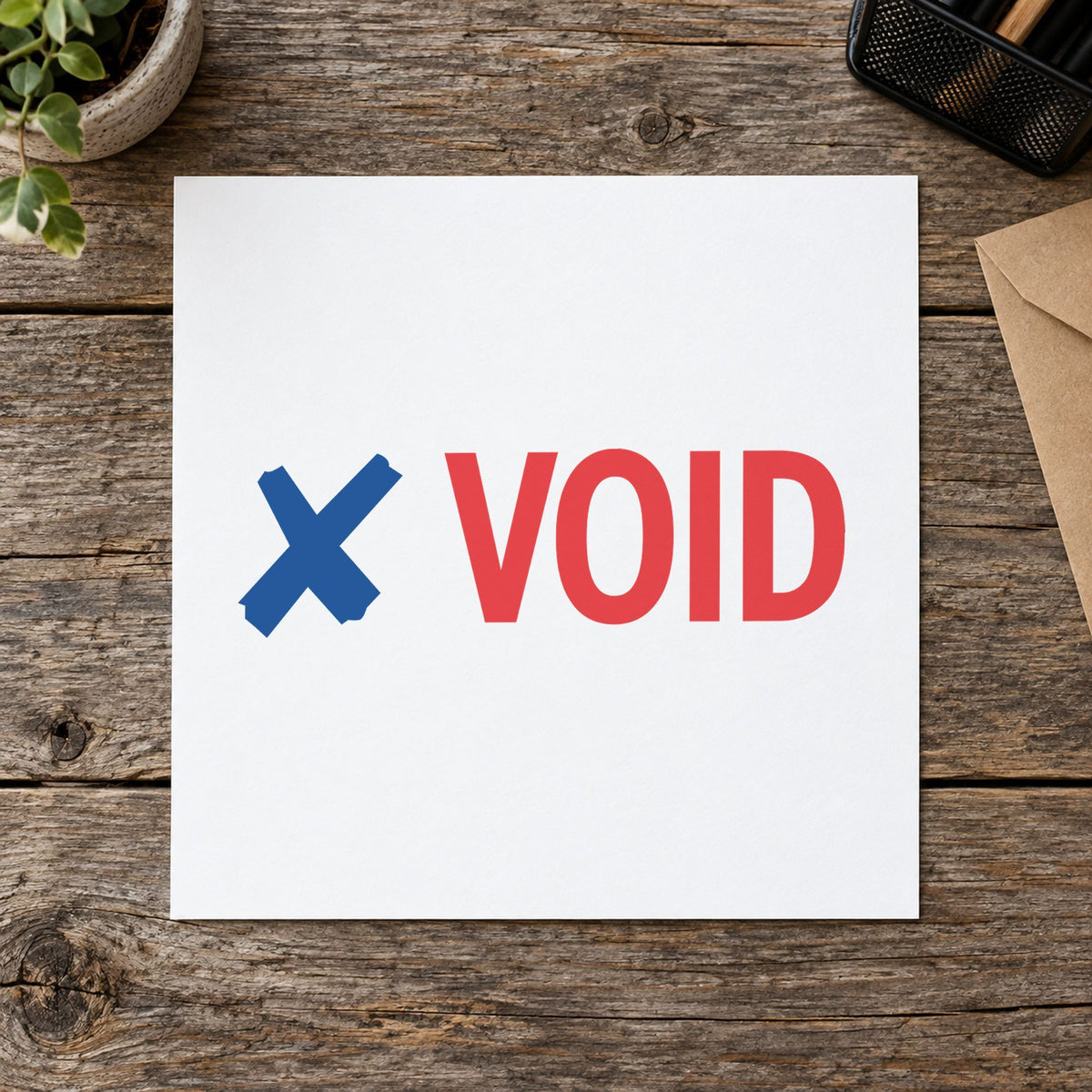 "Void" stamp impression made with pre-inked Xstamper 2037