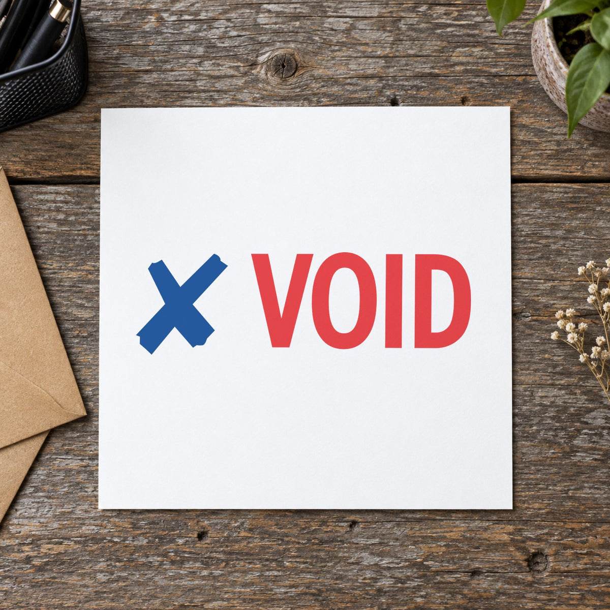 Crisp "Void" imprint produced by the Xstamper Void Check Stamp