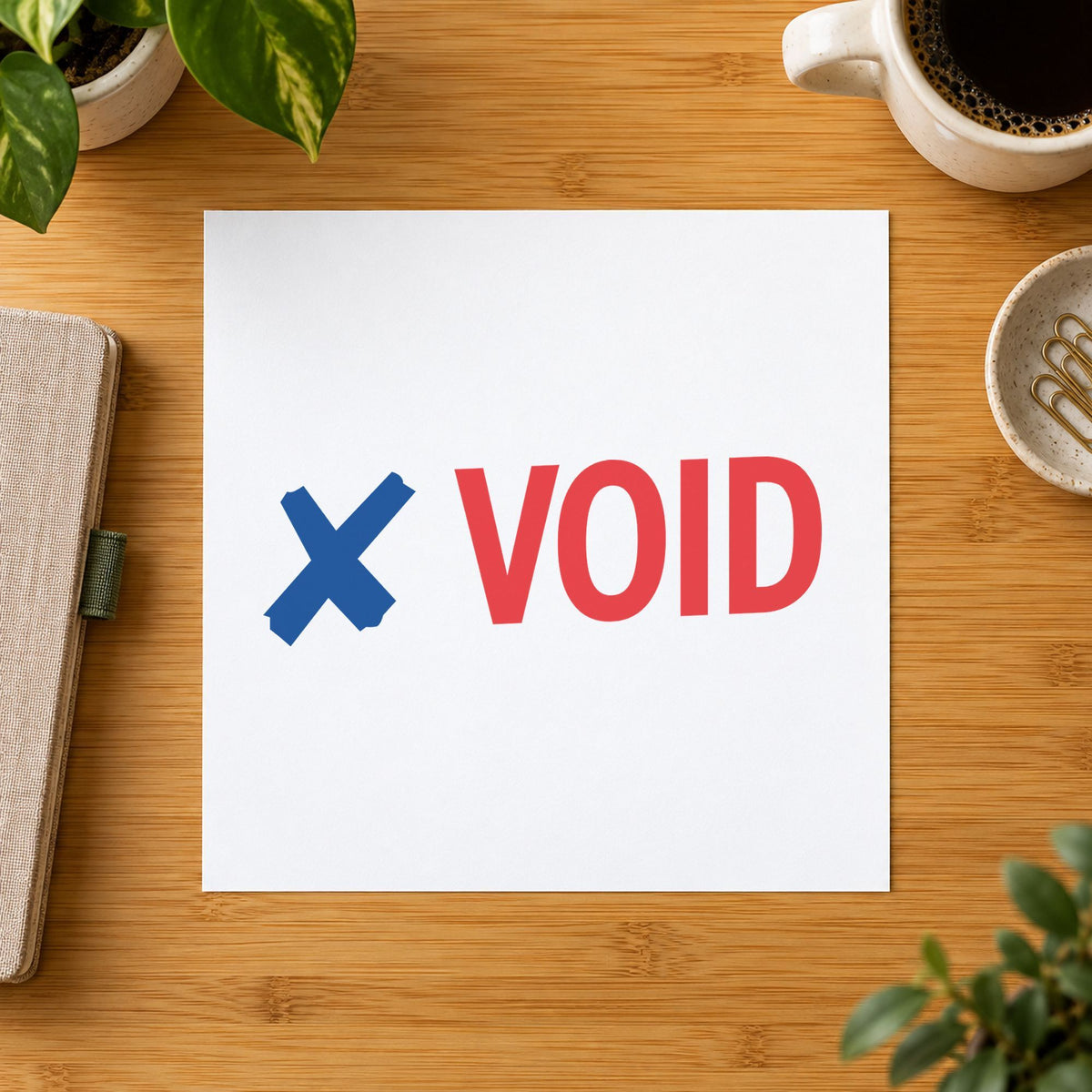 "Void" mark added to paperwork with a pre-inked Xstamper stamp