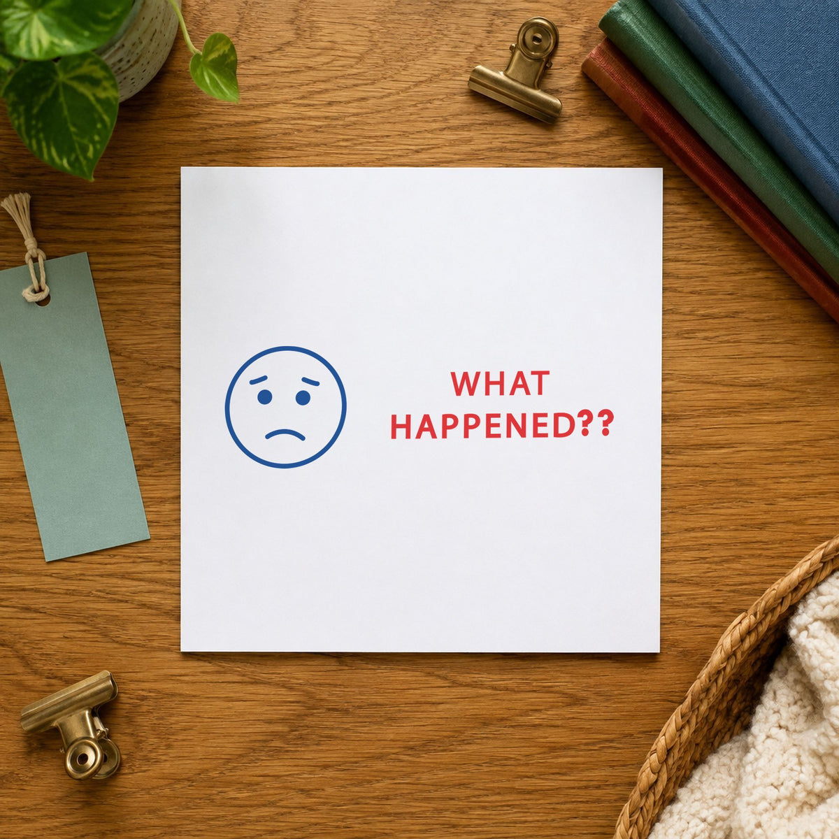 Marking a page "What happened?" with the Two-Color What Happened? Stamp