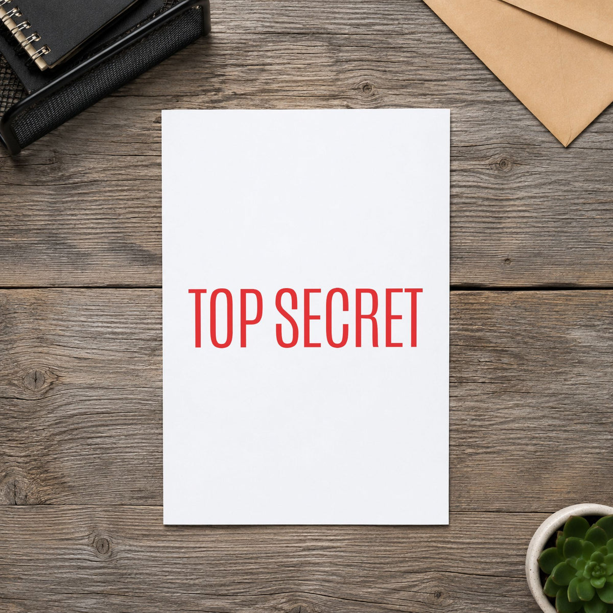 "Top secret" imprint stamped on a document with the Top Secret Document Stamp