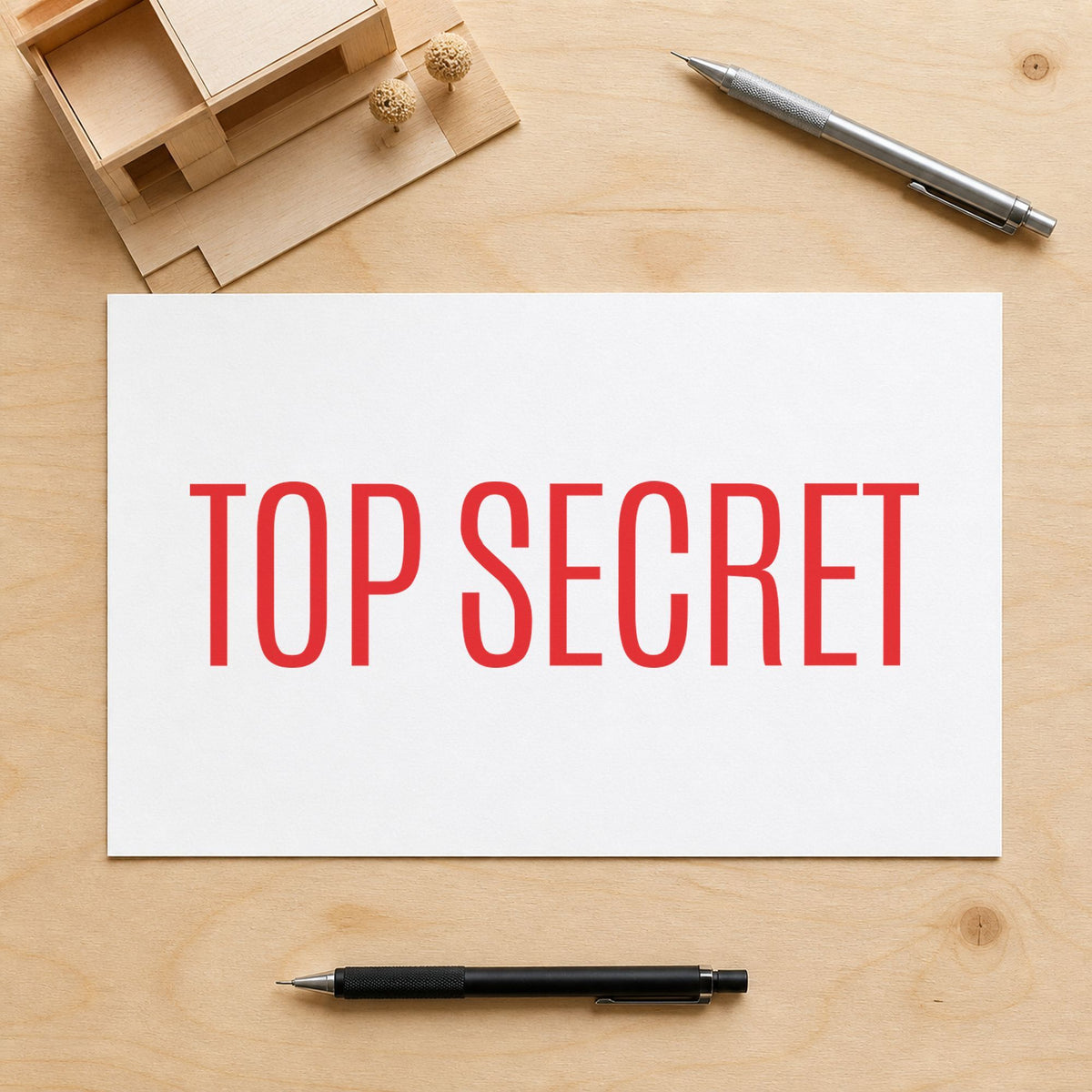 "Top secret" imprint at 1-5/8 x 1/2 in, no separate ink pad required