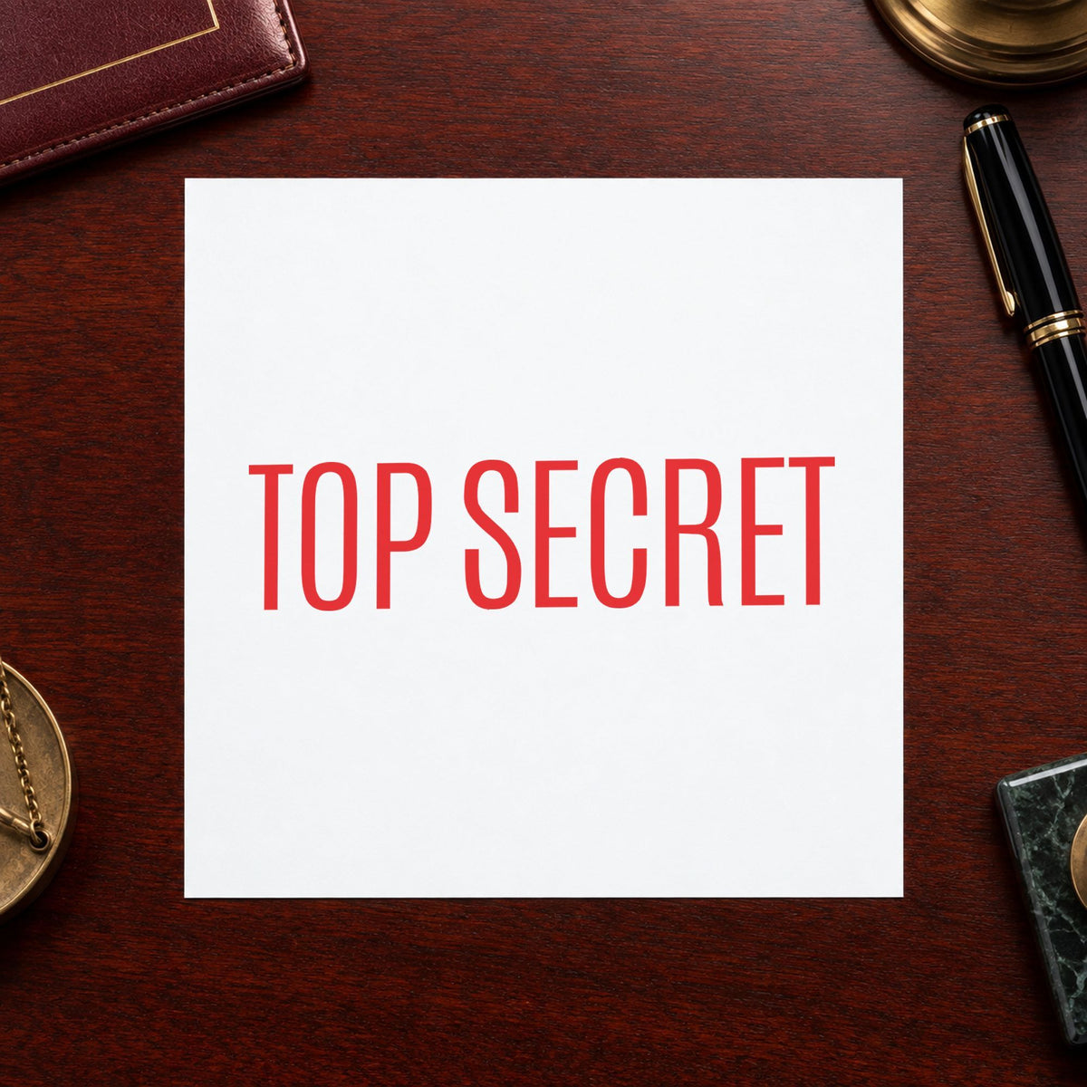 Top Secret Document Stamp leaving a clean "Top secret" impression