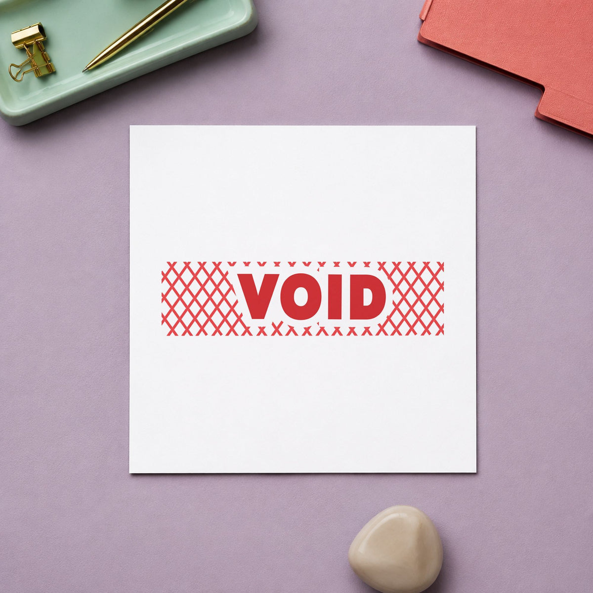 Crisp "Void" imprint produced by the Red Void Accounting Stamp