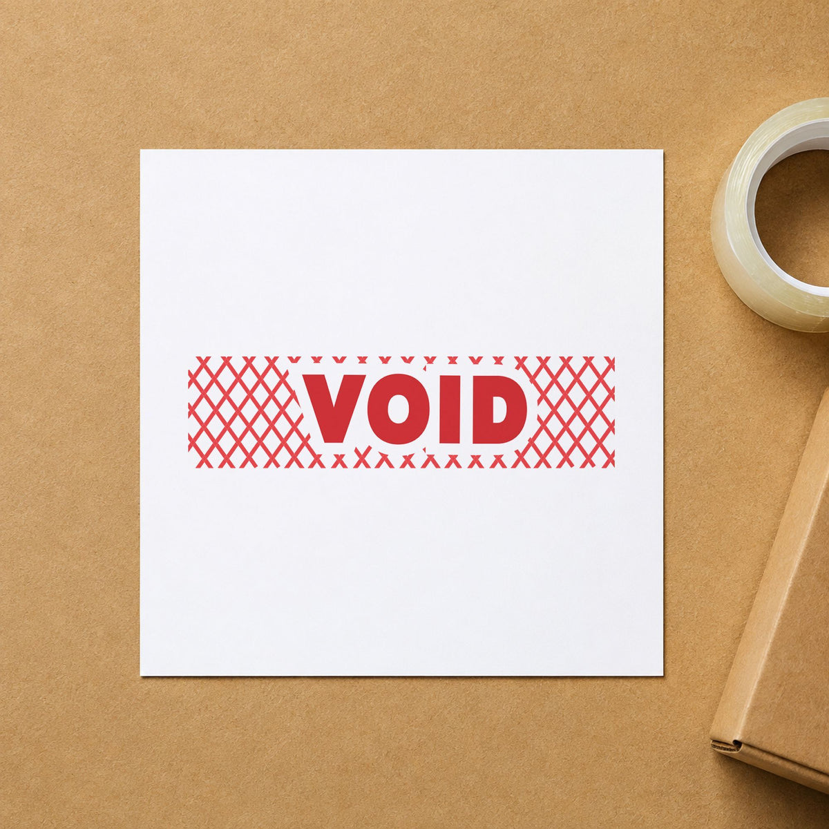 Red Void Accounting Stamp leaving a clean "Void" impression