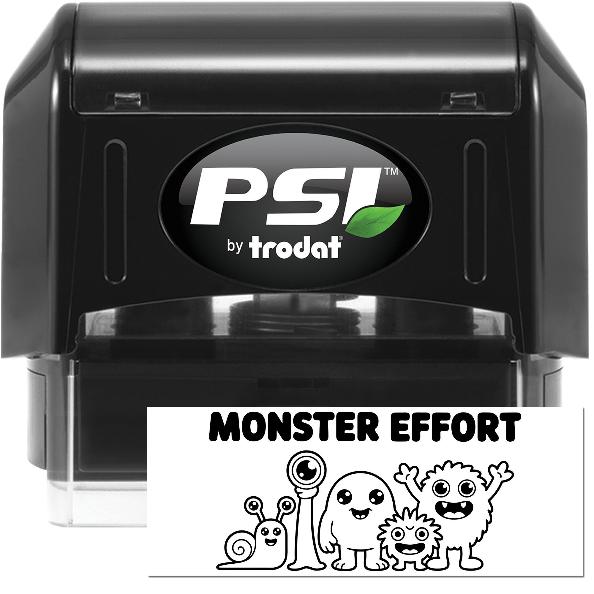 PSI by Trodat self-inking rubber stamp with Monster Effort monster design for kids crafts, classrooms, and fun reward marking.