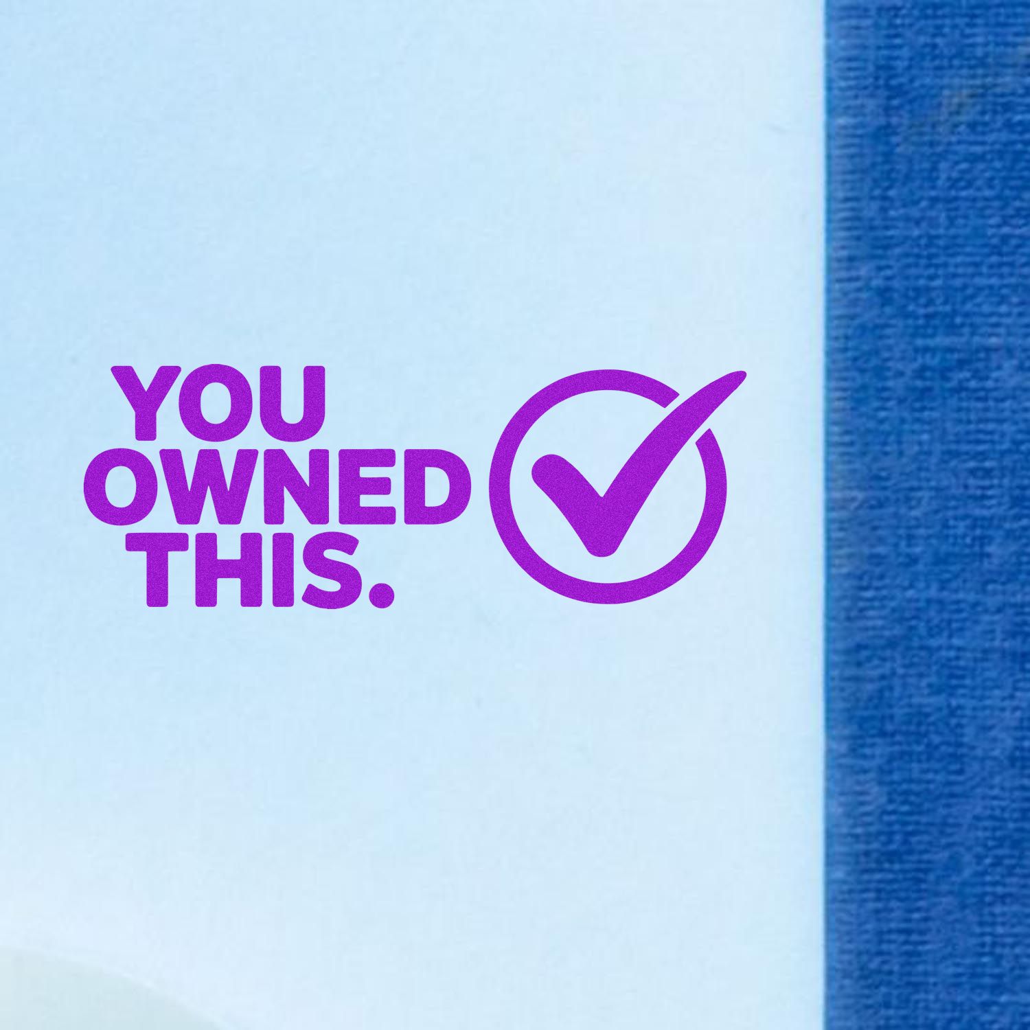 Purple rubber stamp imprint reading You Owned This with checkmark icon on paper, ideal for property and ownership marking.