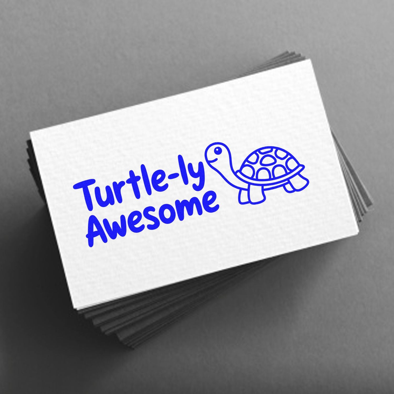 Turtle-ly Awesome rubber stamp with turtle icon, ideal for custom cards, craft projects, and stationery branding.