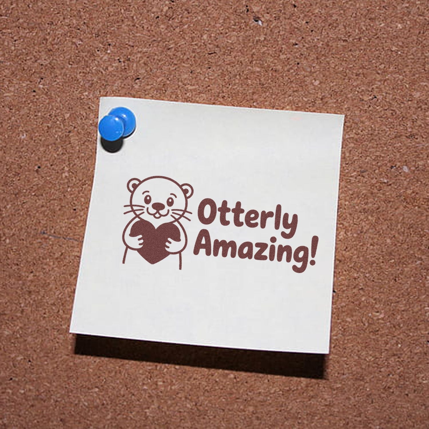 Otterly Amazing rubber stamp design with cute otter holding a heart, perfect for cards, crafts, and scrapbooking.