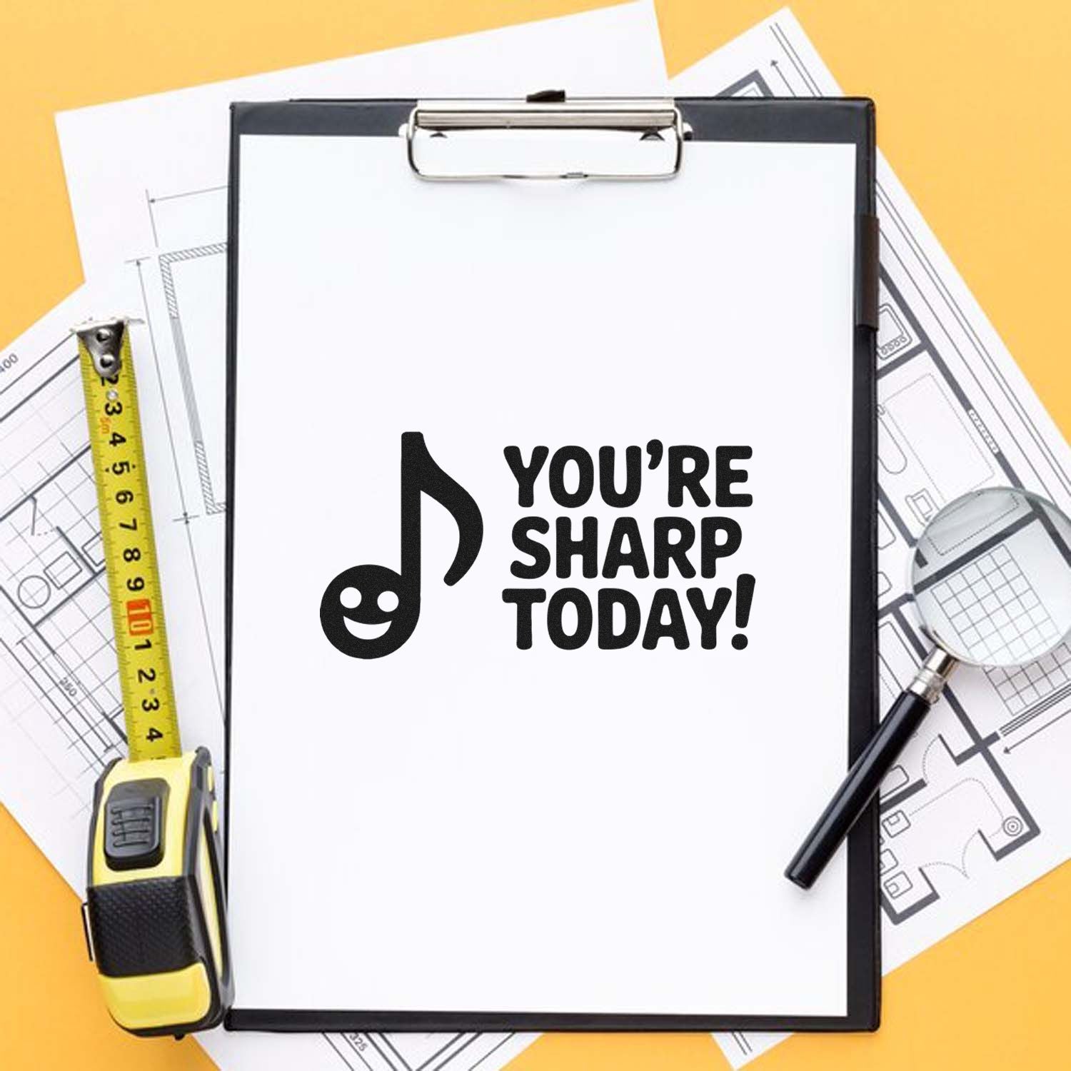 Motivational rubber stamp reading Youre Sharp Today! for classroom, office, or reward use.