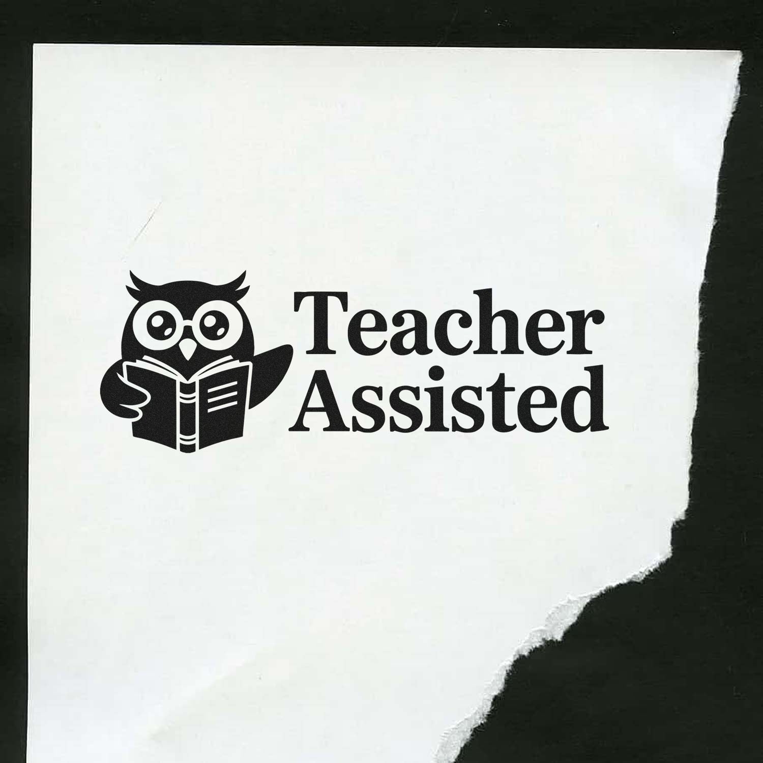 Teacher Assisted owl reading book rubber stamp imprint for classroom and educator support