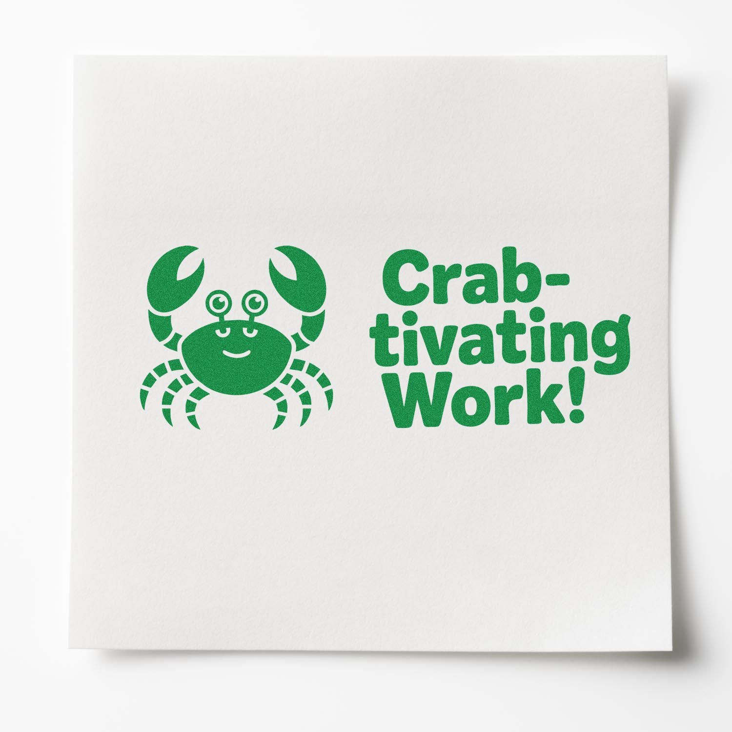 Crab-tivating Work rubber stamp design with cute crab illustration and playful motivational pun