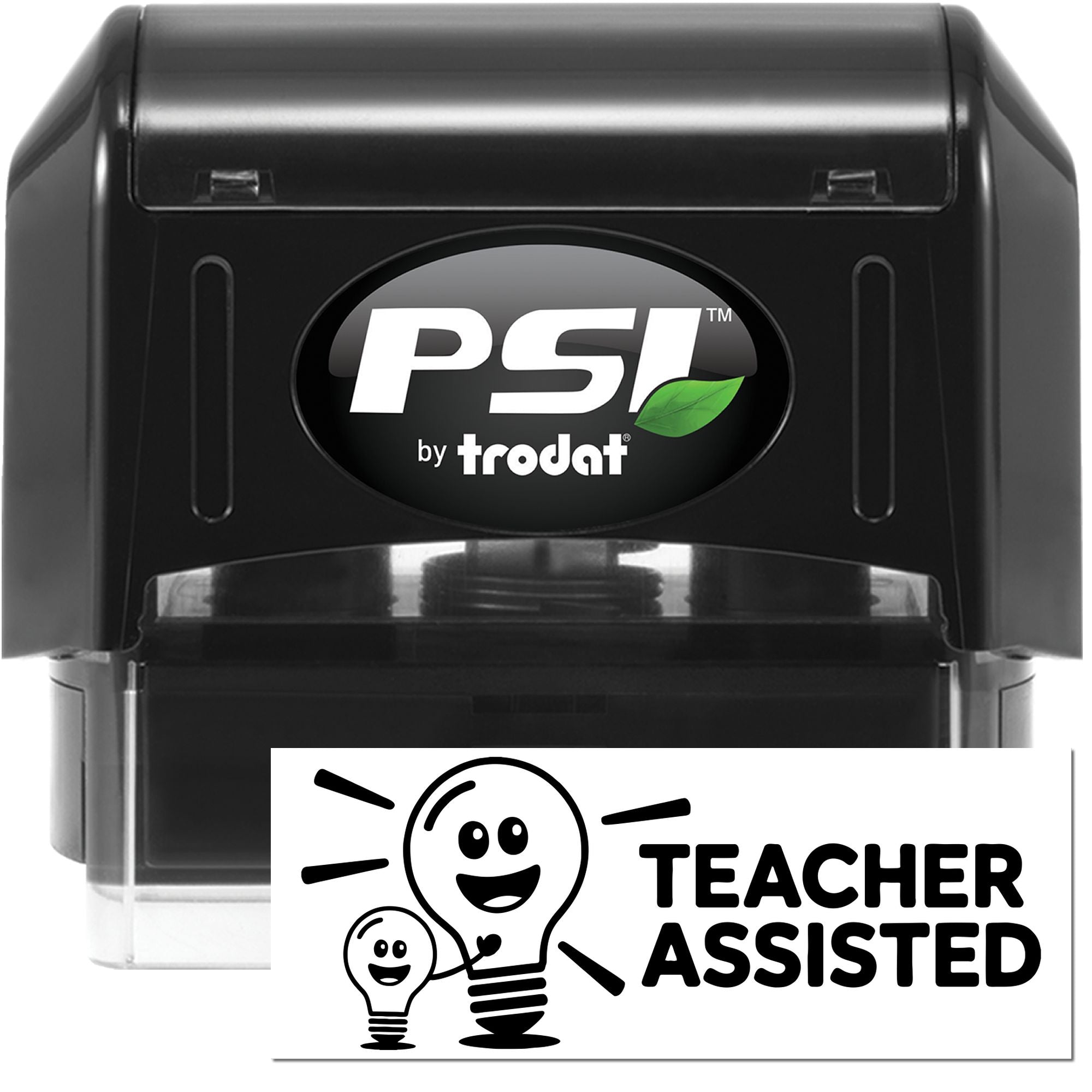 PSI by Trodat self-inking rubber stamp with Teacher Assisted design for classroom use.