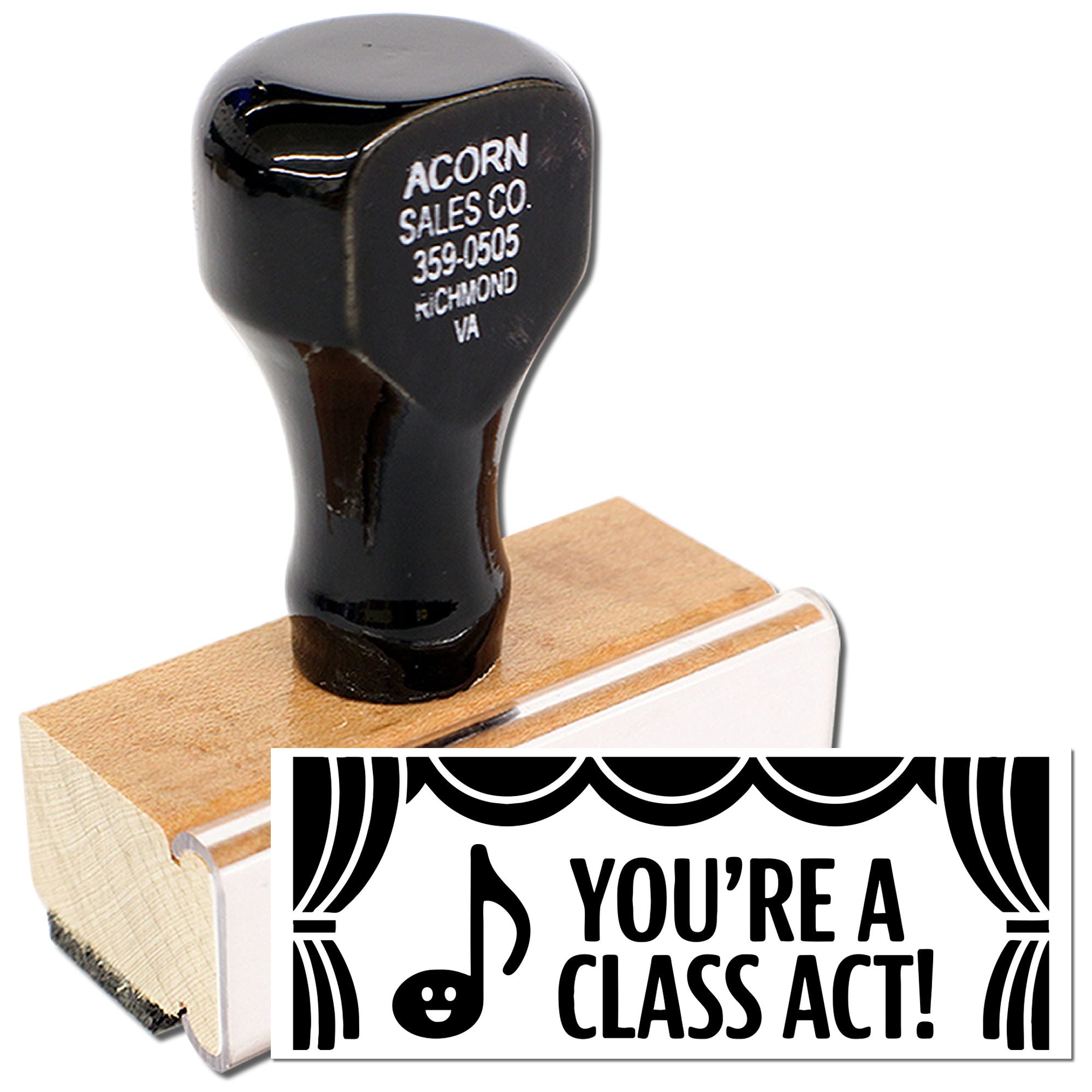 Personalized rubber stamp with Youre a class act! design, perfect for teacher rewards, grading, and classroom use.