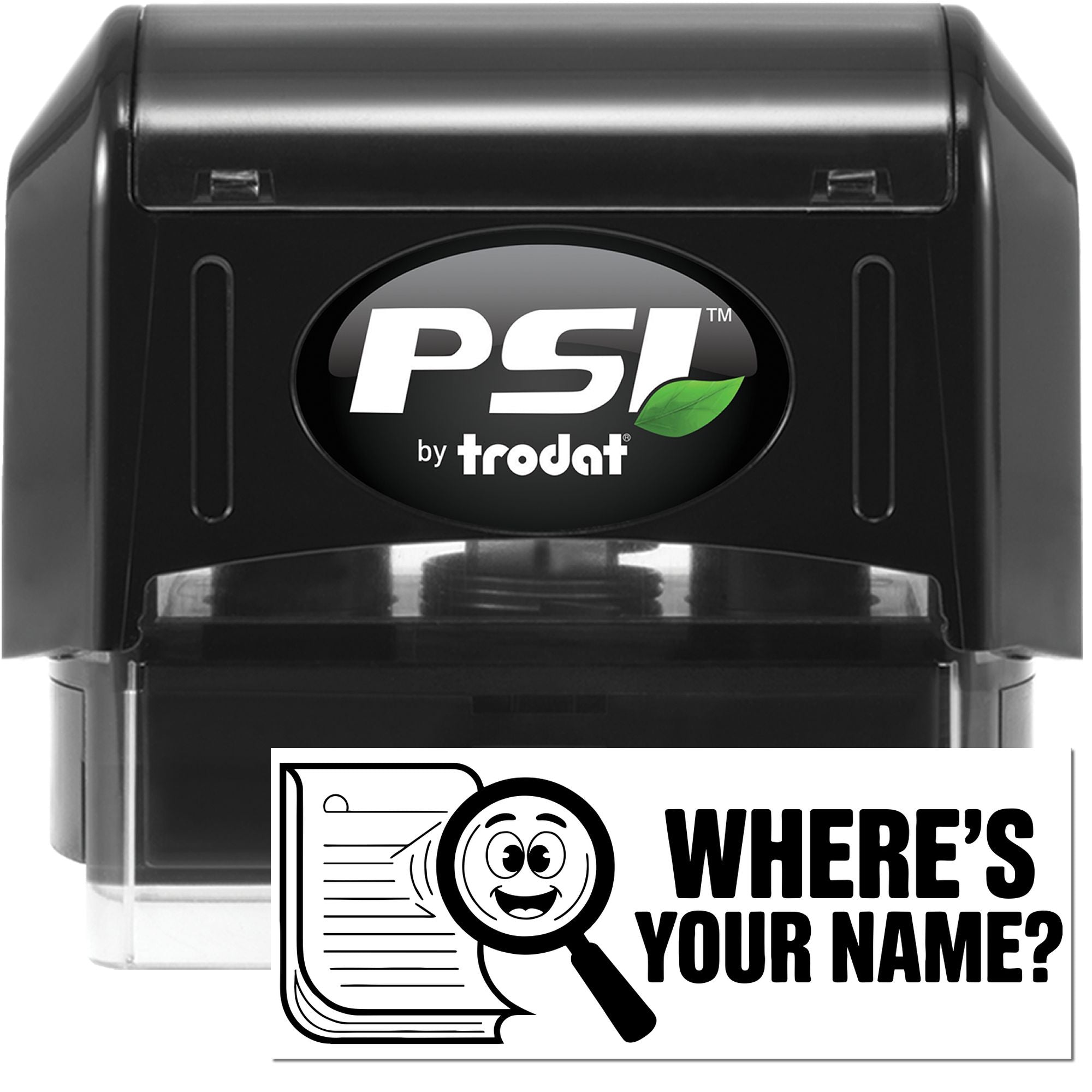 PSI by Trodat self-inking rubber stamp for custom name or return address marking.