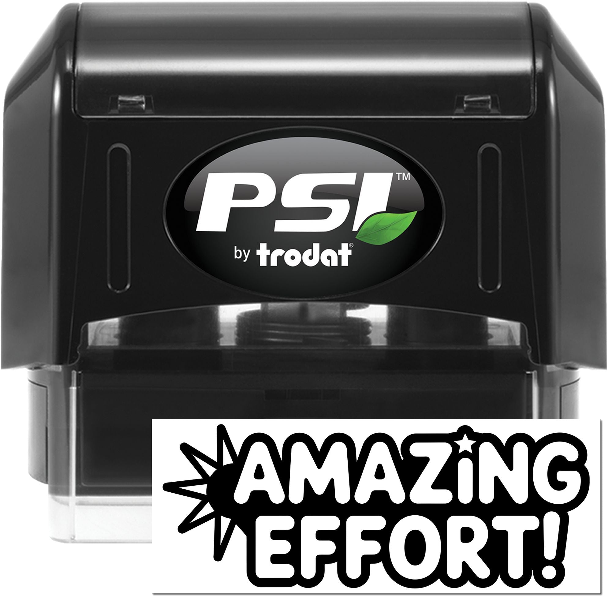 PSI by Trodat self-inking rubber stamp with Amazing Effort! teacher praise imprint for student feedback.