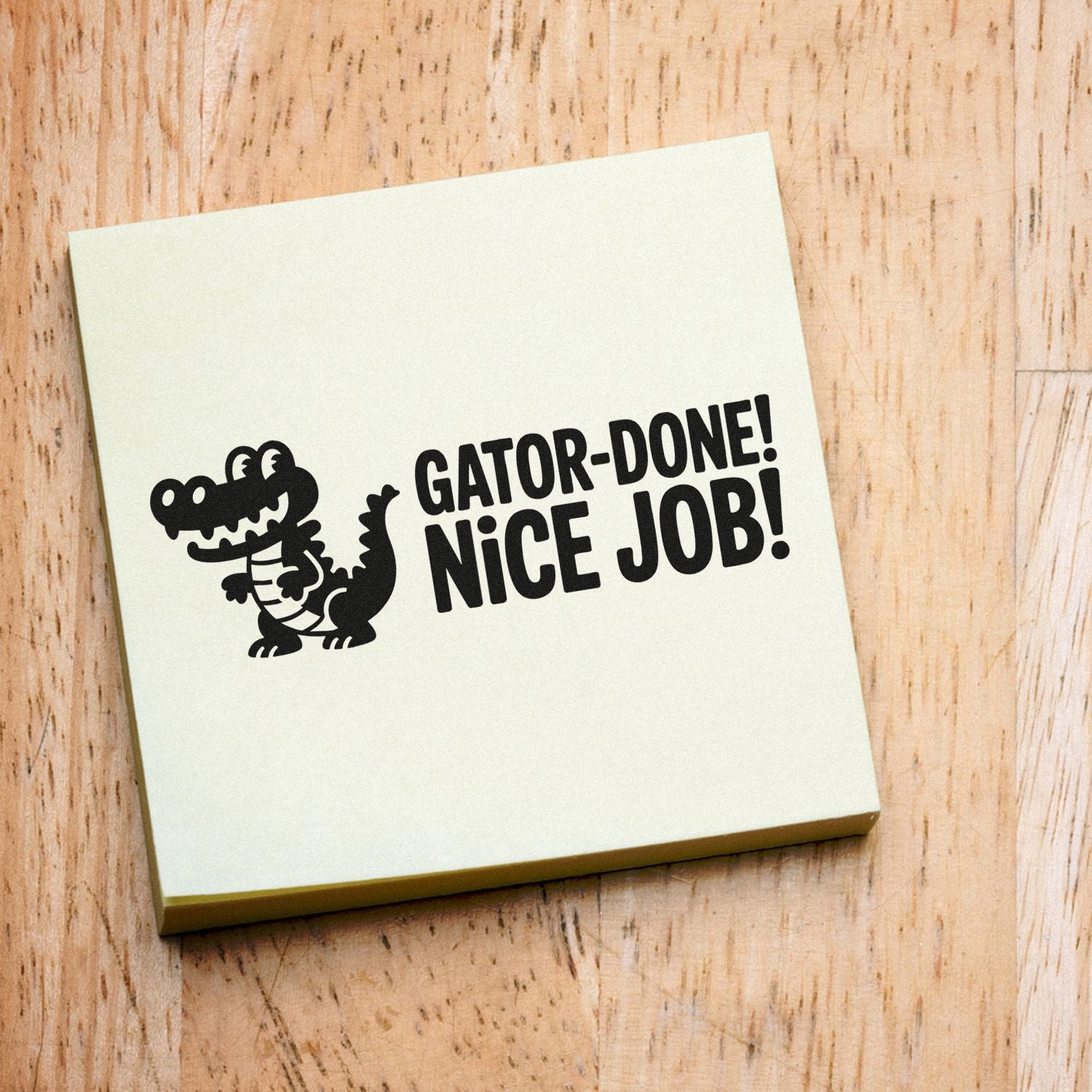 Gator-Done Nice Job rubber stamp with alligator graphic, fun motivational teacher and office reward stamp.