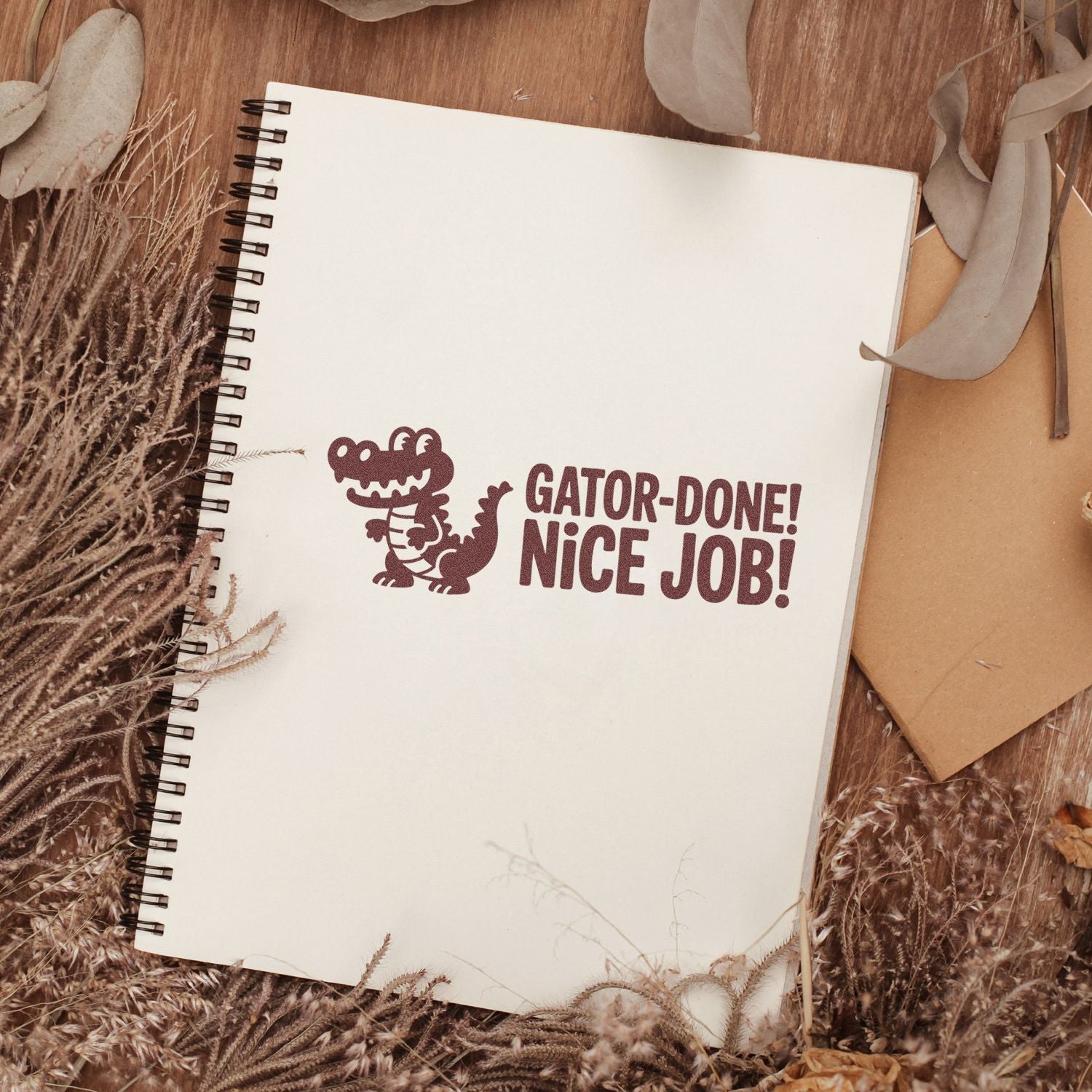 Teacher Reward Gator-Done Nice Job Self-Inking Stamp