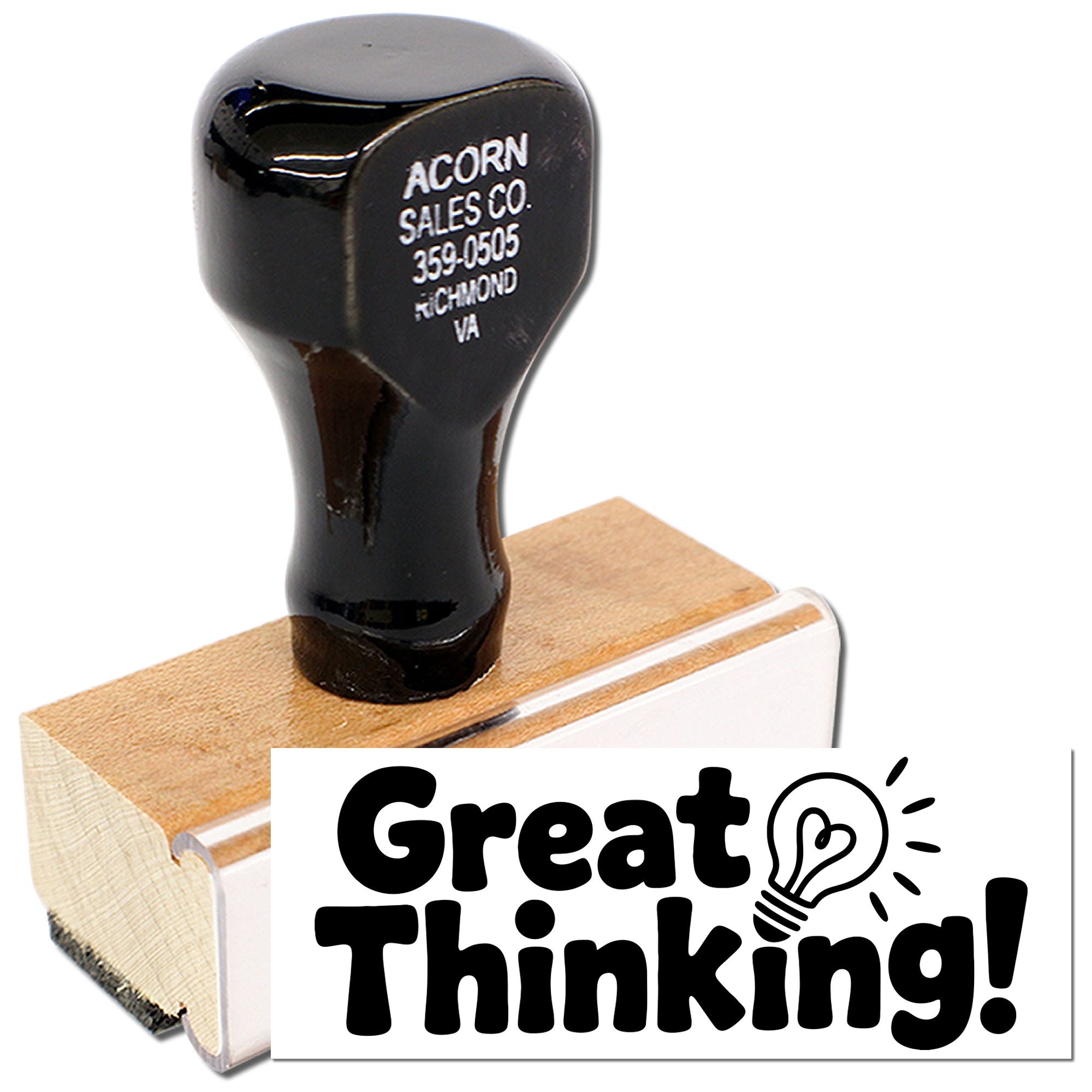 Custom rubber stamp with Great Thinking design for office approvals, classrooms, and creative feedback
