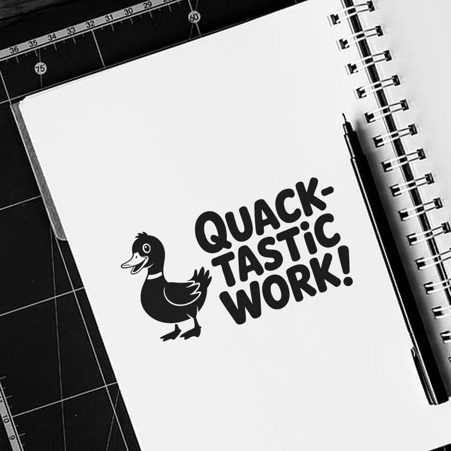 Duck quack-tastic work rubber stamp for teachers, notebooks, and fun classroom rewards.