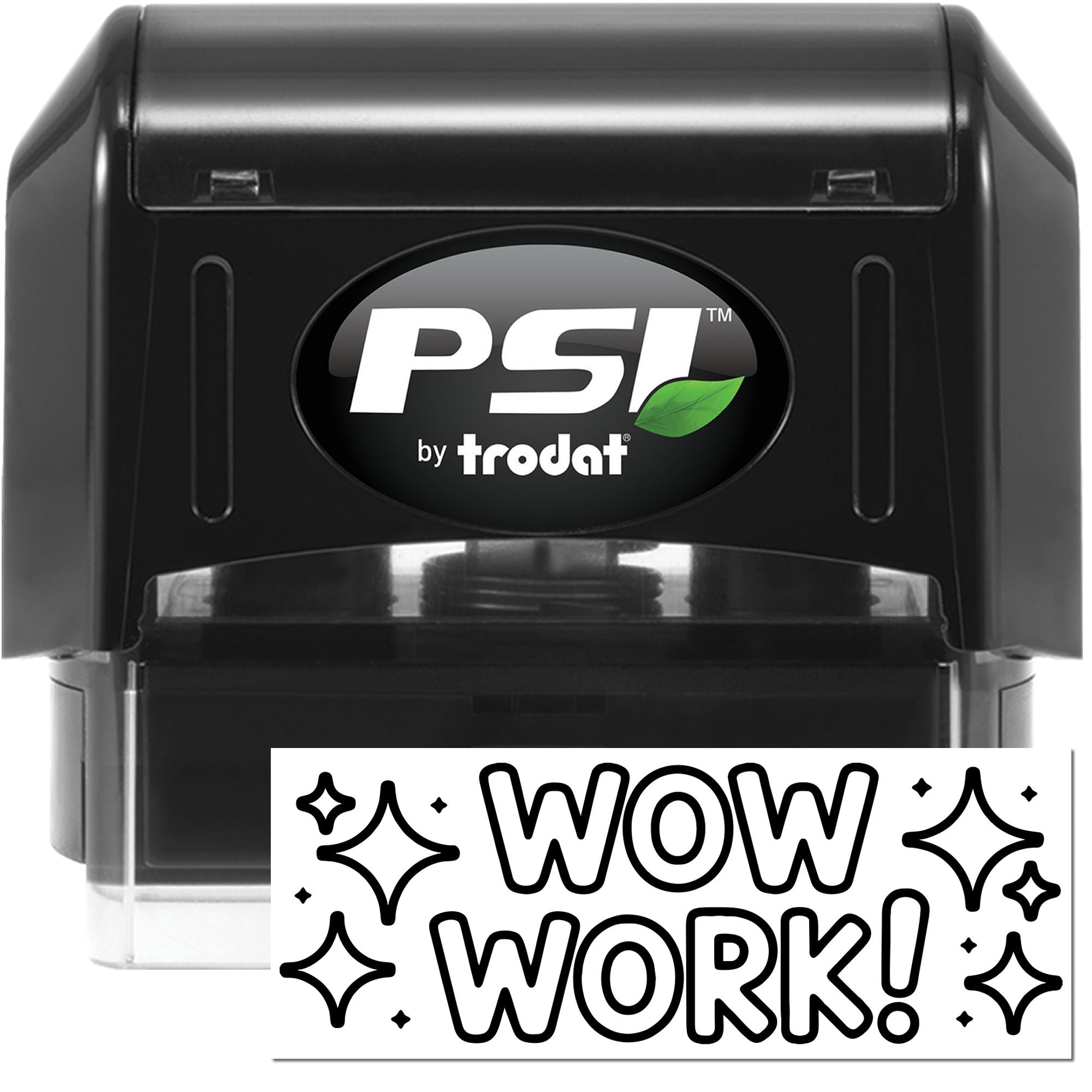 PSI by Trodat self-inking rubber stamp with WOW WORK! design for office, classroom, and reward marking