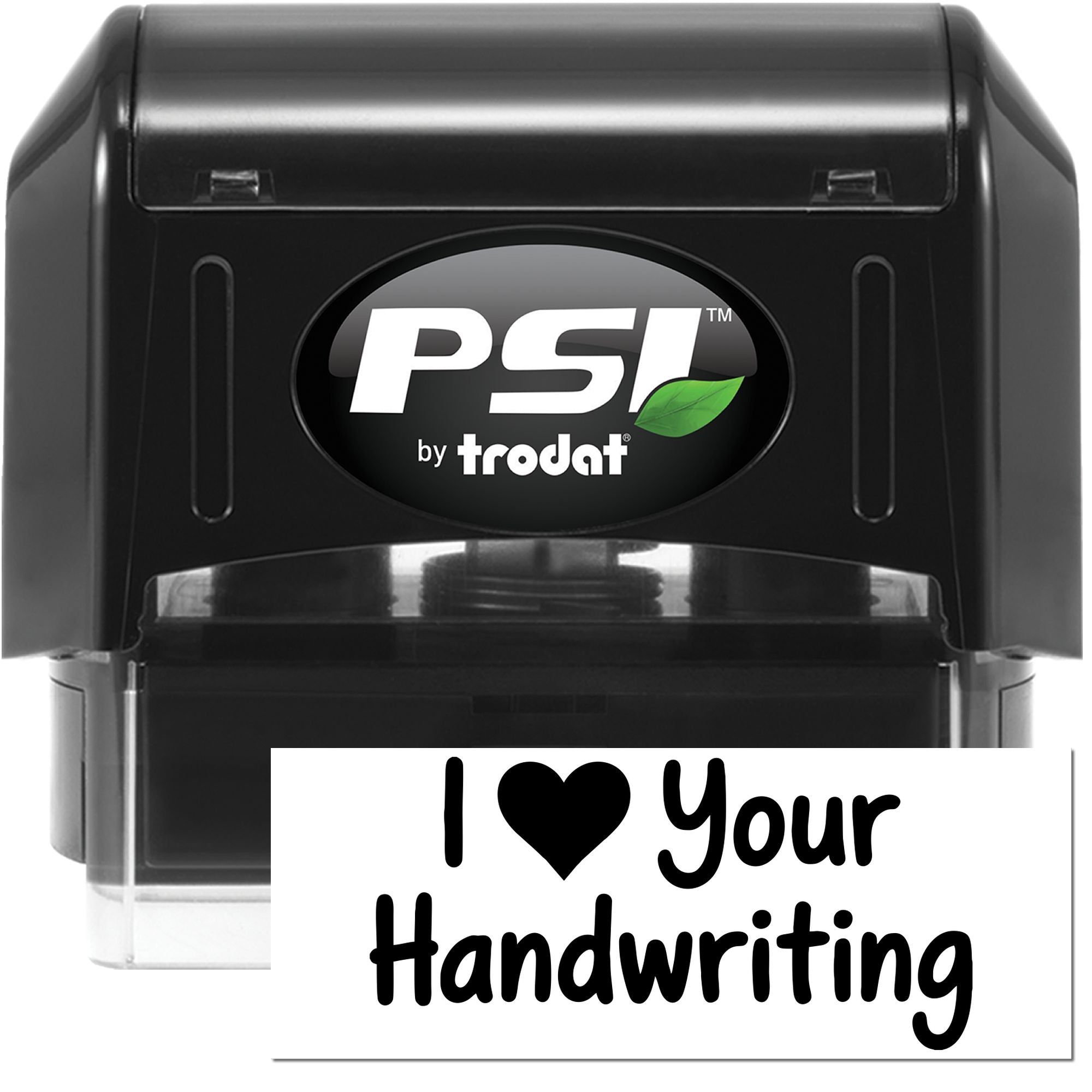 PSI by Trodat self-inking custom rubber stamp with I ? Your Handwriting imprint for personalized stationery and crafts.